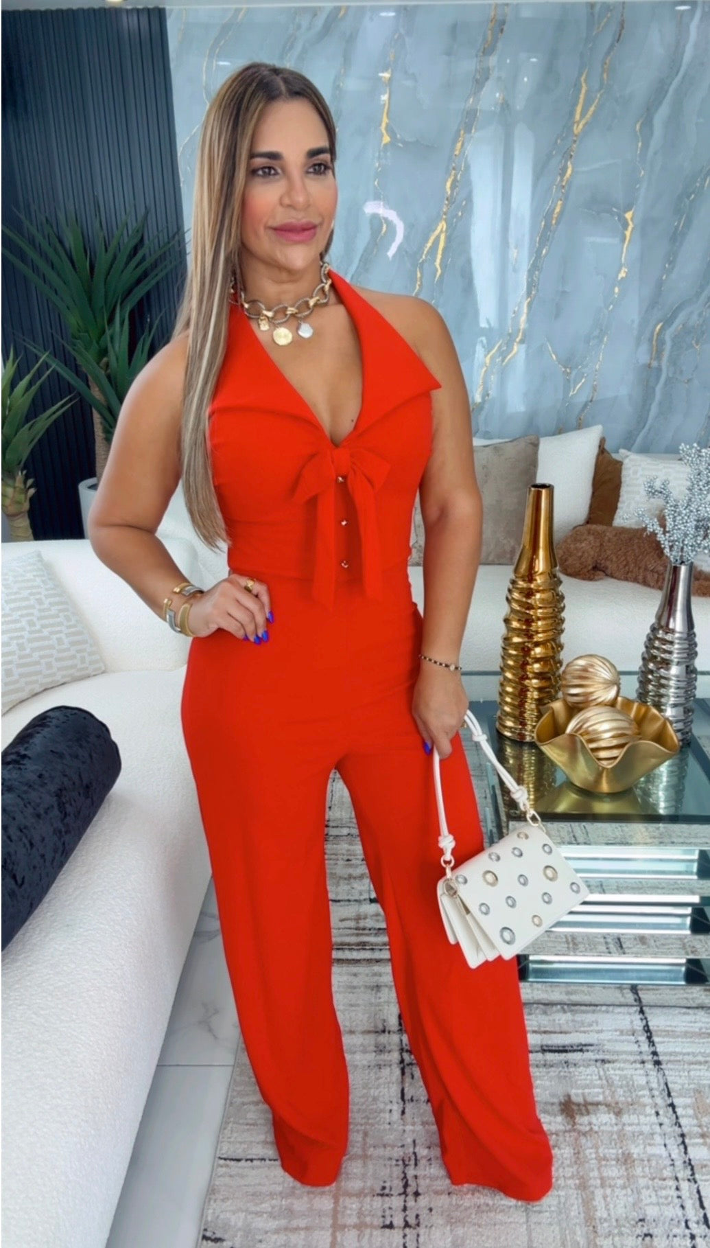 Chinese Red Jumpsuit(stretch)
