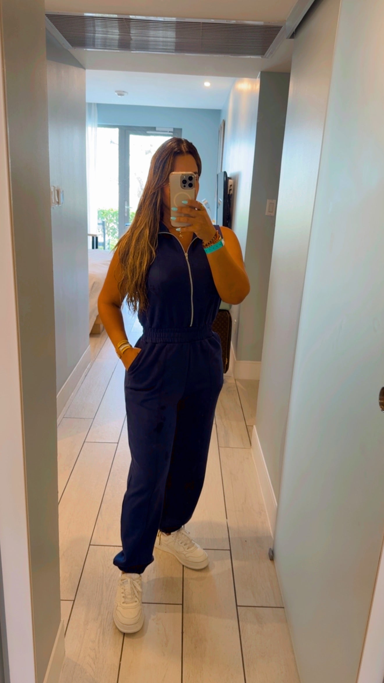 Queen Airport Navy Blue Jumpsuit (spandex)