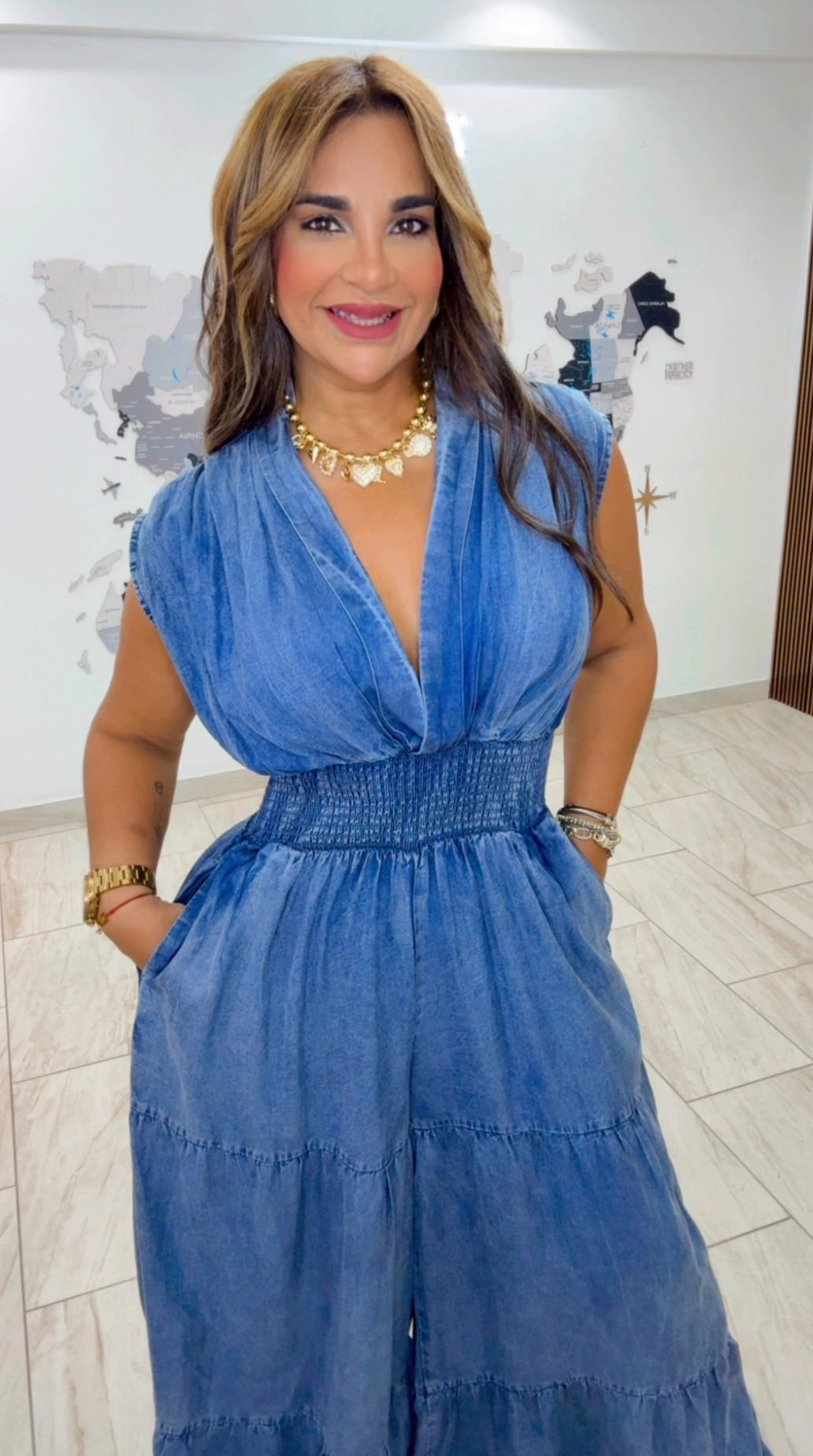 Málaga Denim Jumpsuit (stretch) utilicé talla M