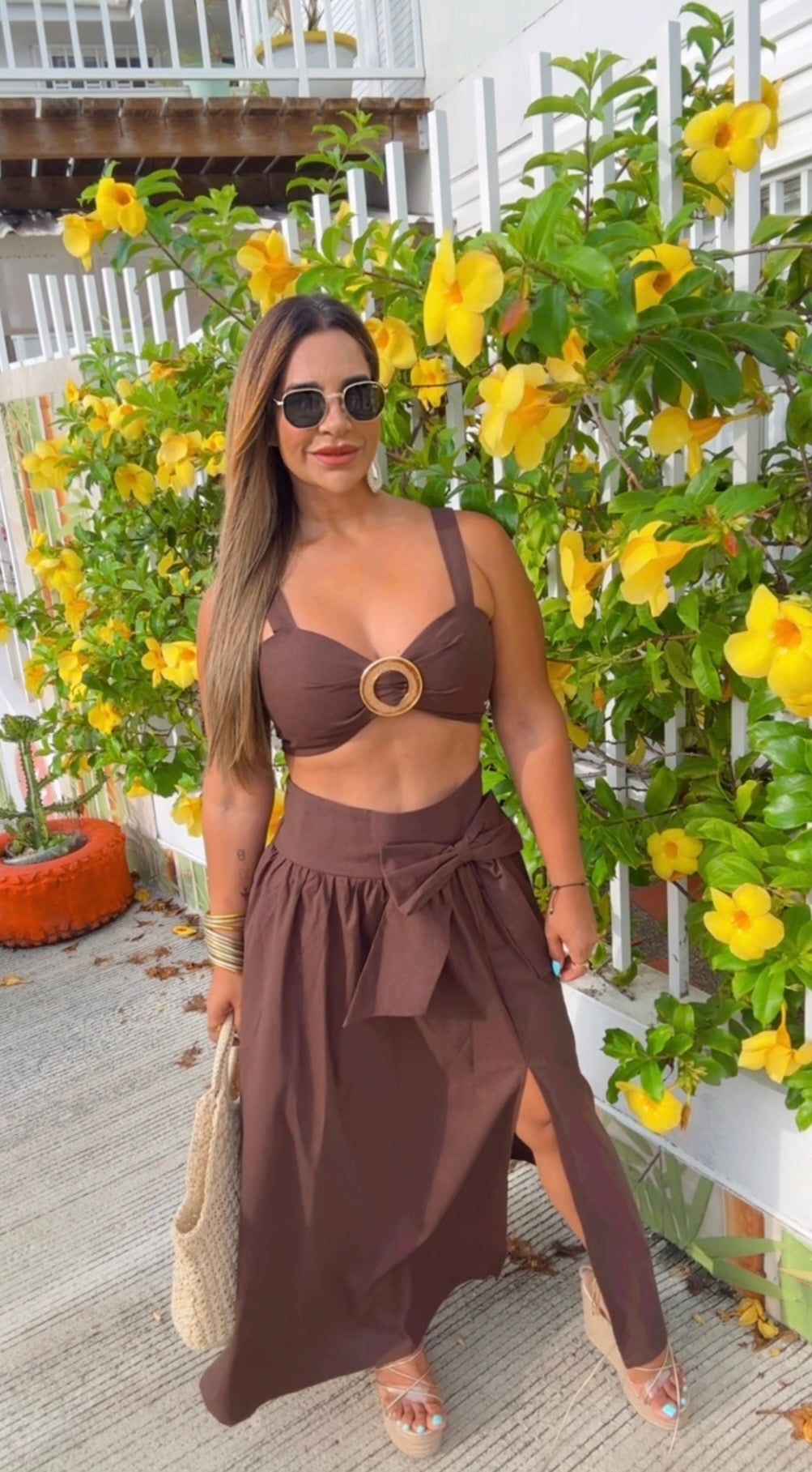 Samawi Brown Skirt Set (spandex)