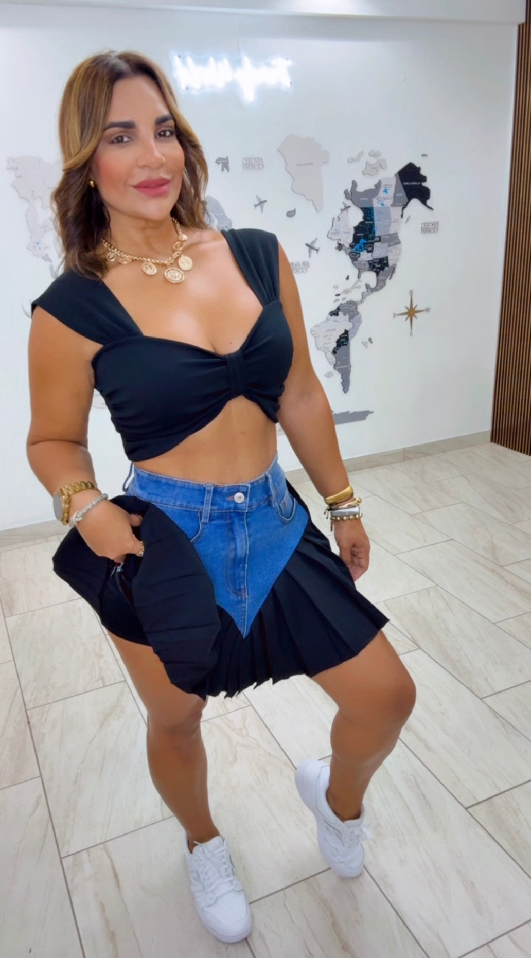 Siberia Black & Denim Skort (stretch) Trae short integrado