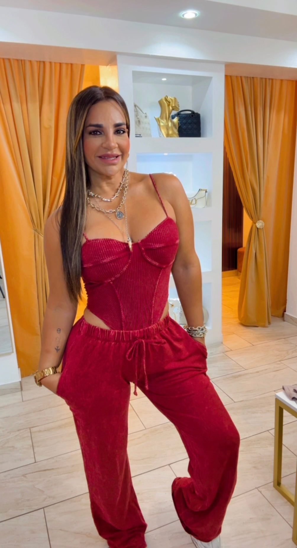 Caracas Burgundy Bodysuit Set (stretch)
