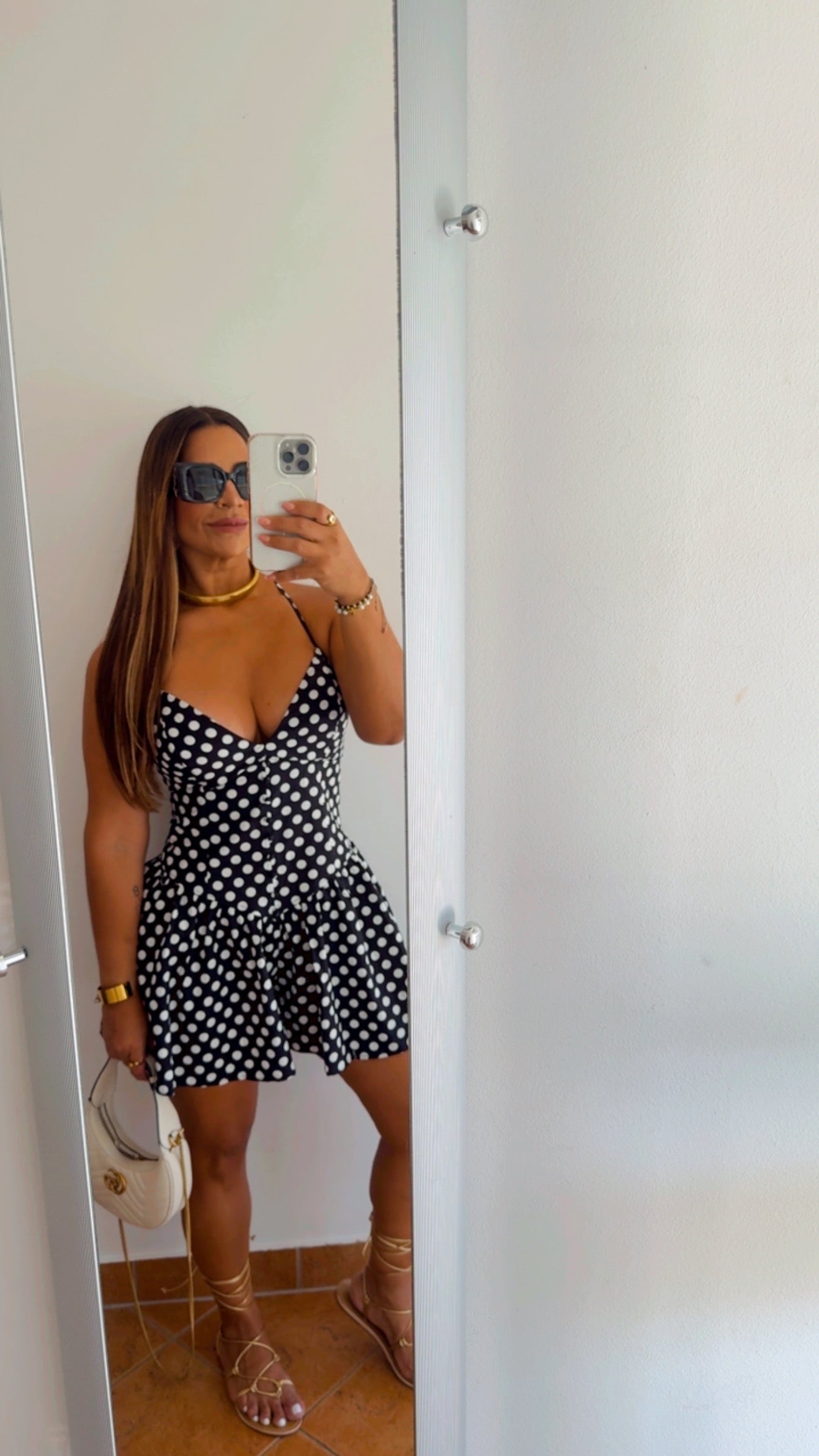 Polka Dots Black Romper (utilicé M)