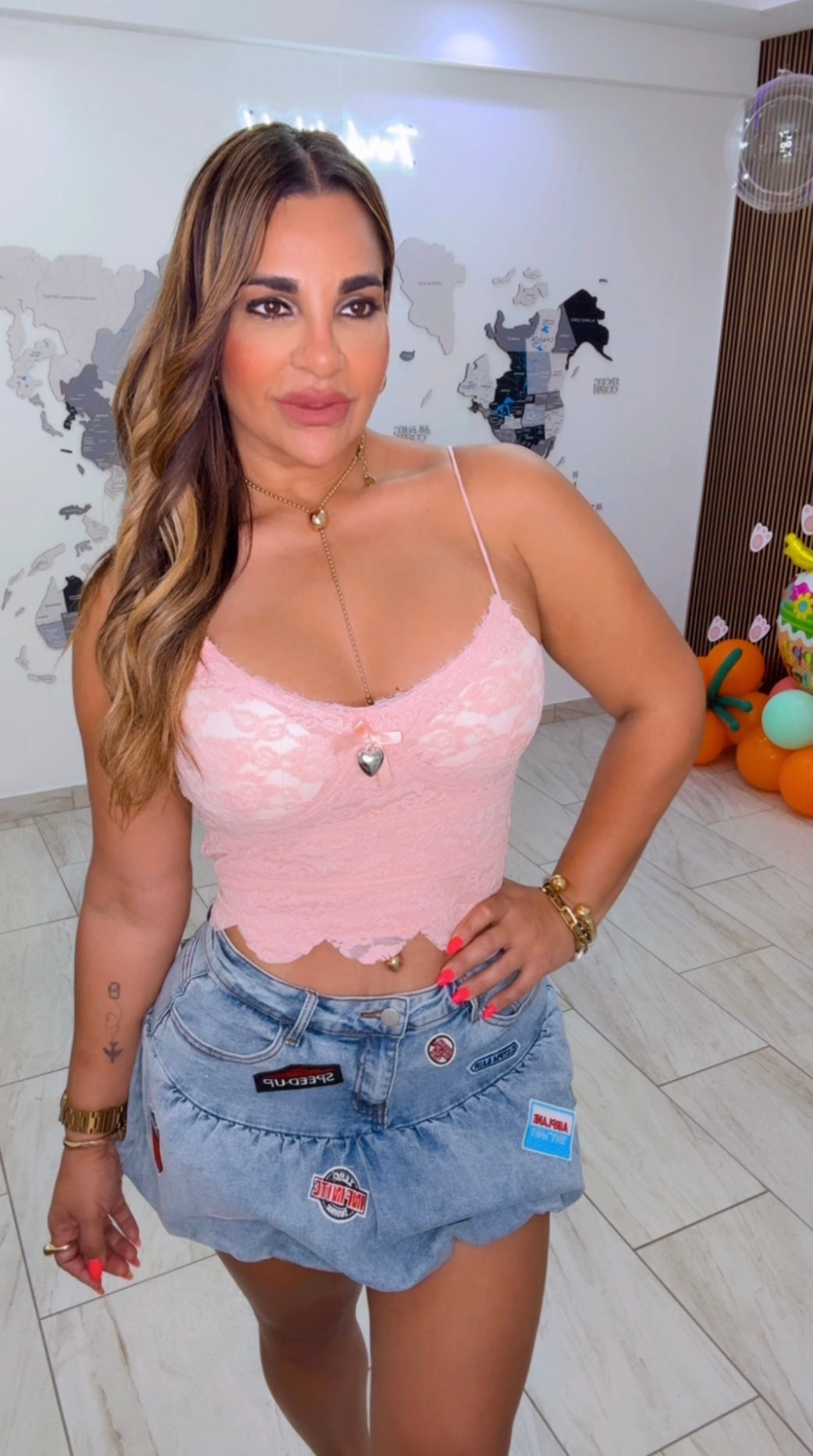 Summit Lace Pink Top (stretch)