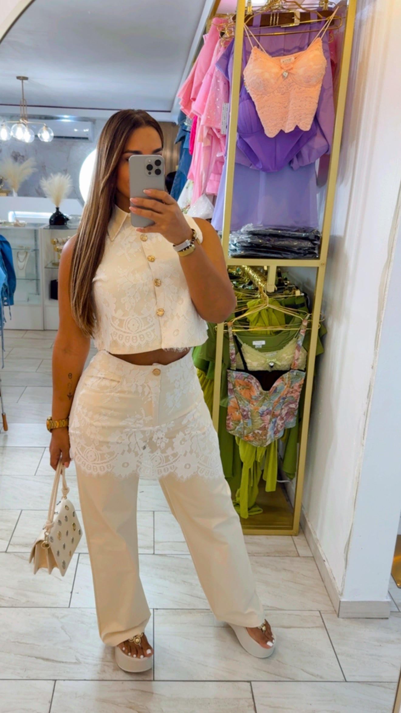 Korean Lace Beige Set (spandex)