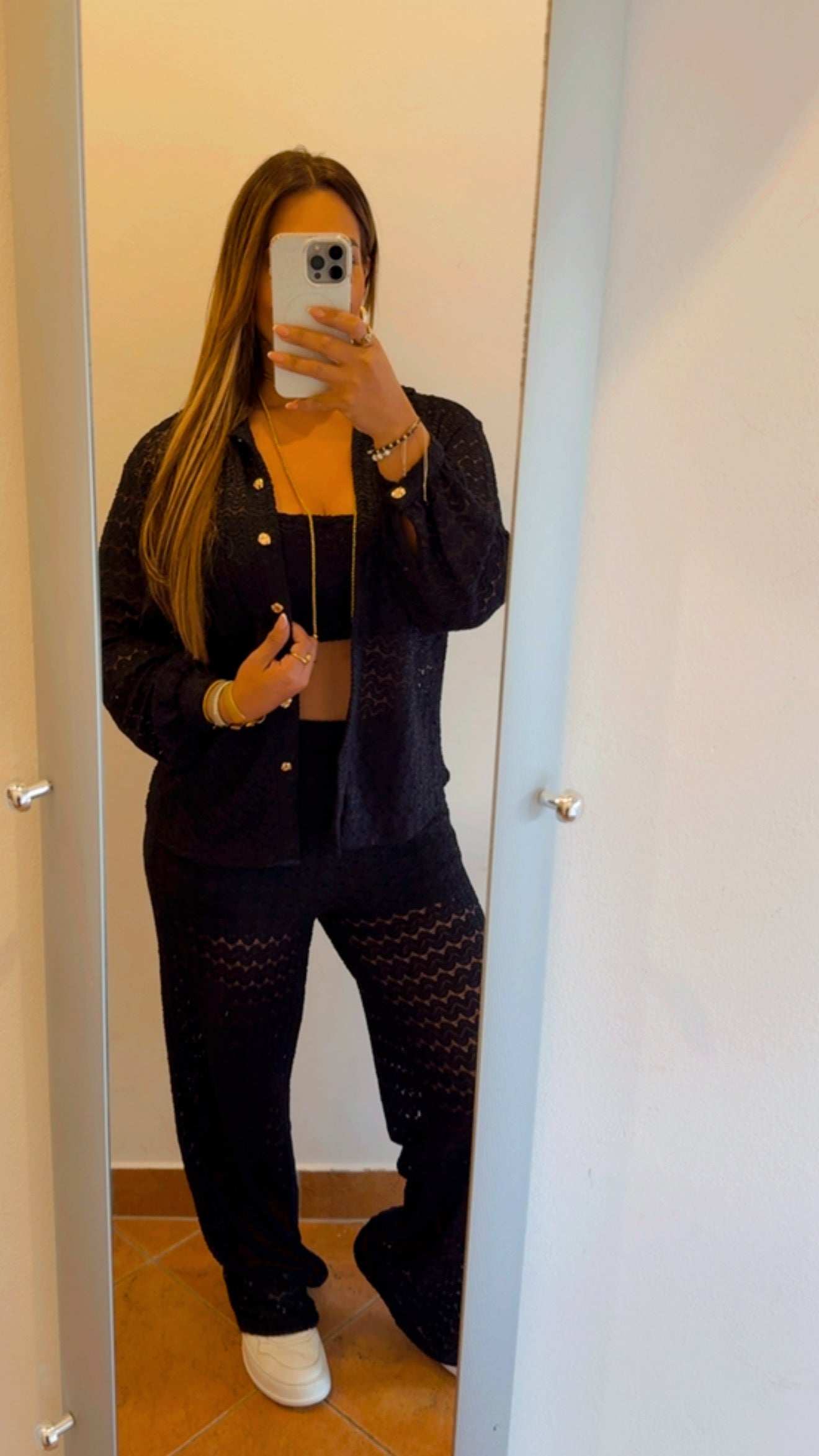 Restock Marina Black Crochet 3 pieces (incluye blusón) spandex/ Llegan el próximo Lunes