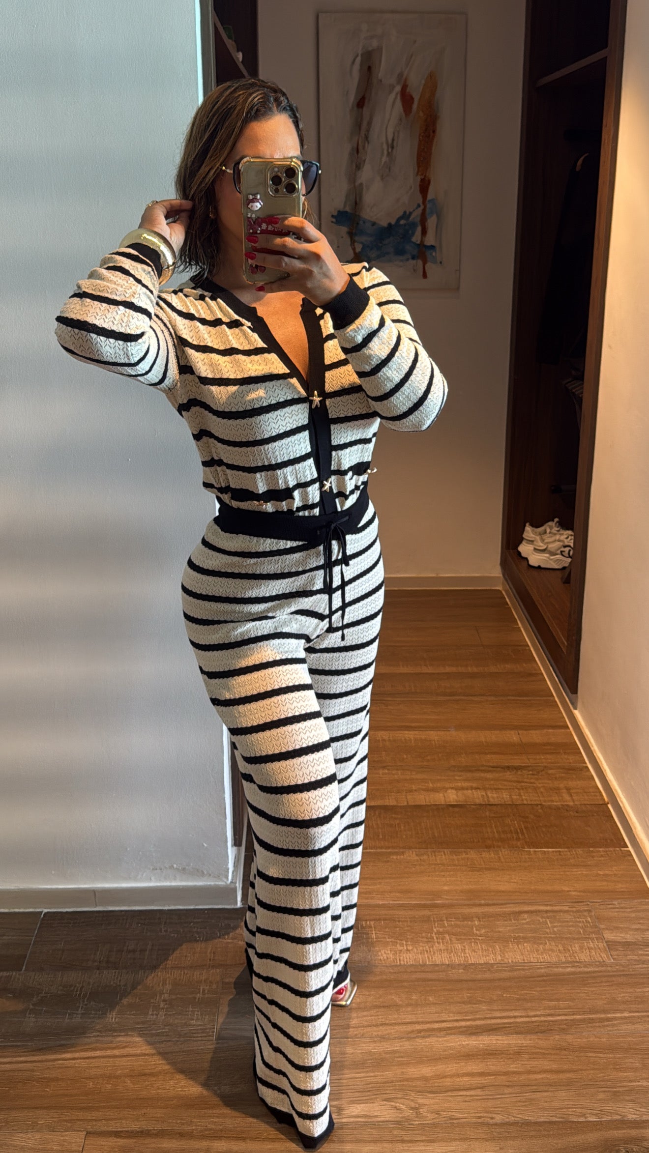 Resort Black & Beige Crochet Set (spandex) utilicé talla Médium