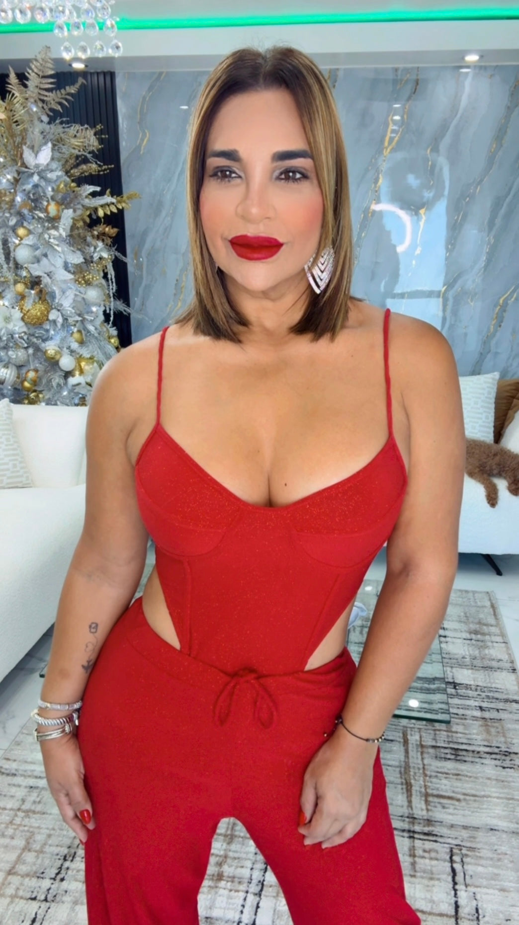 Glitter Red Bodysuit Set (spandex)