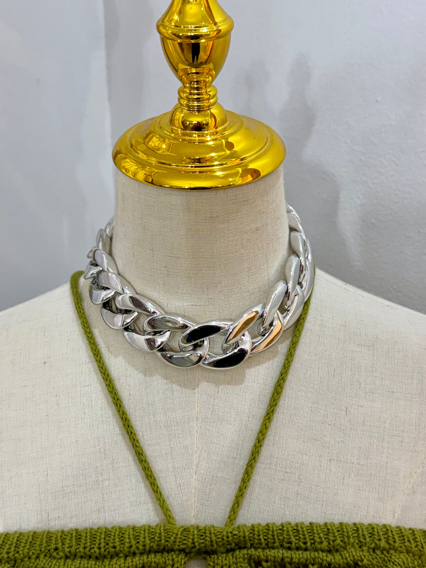 Acrylic Silver Bold Necklace