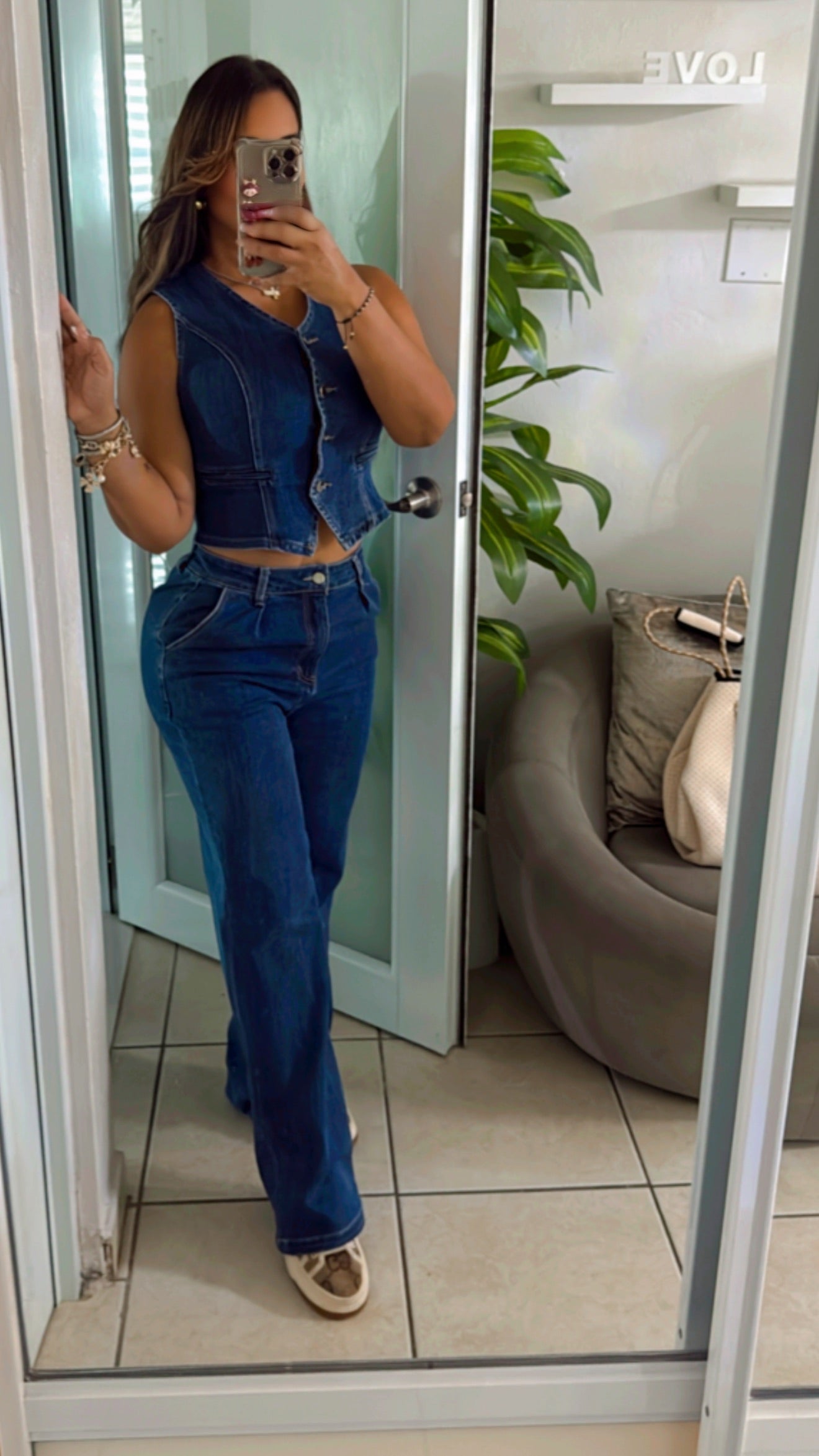 Dallas Denim Vest Set (utilicé talla Small) stretch