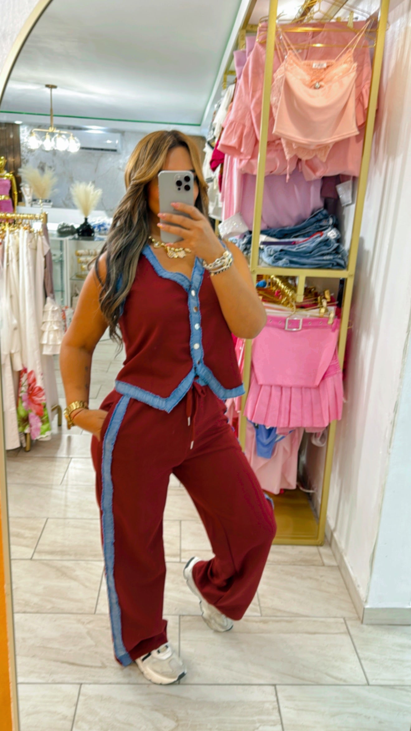 Houston Burgundy & Denim Set (utilicé talla M)