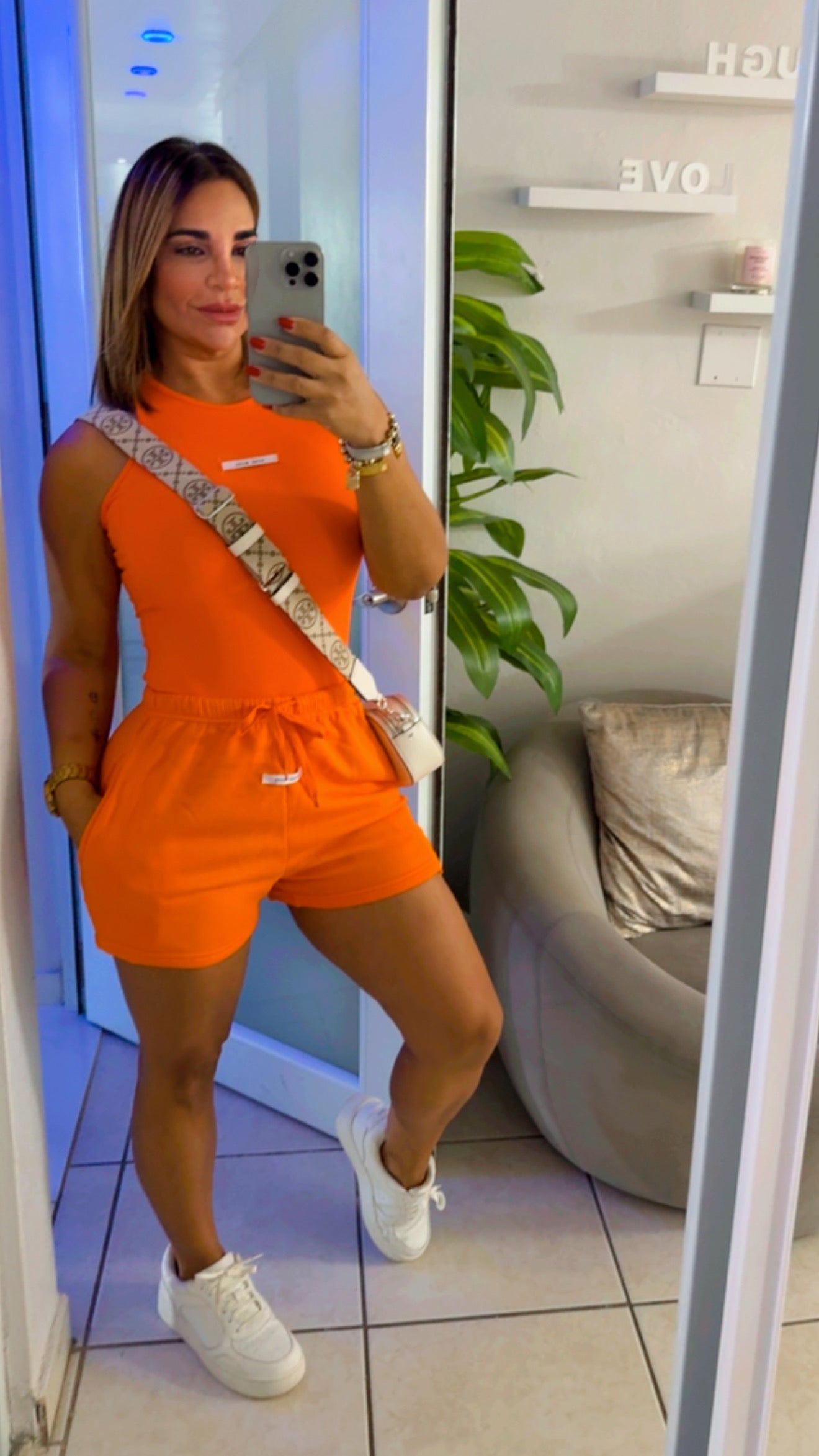 Hand Made Orange Bodysuit Set (spandex)