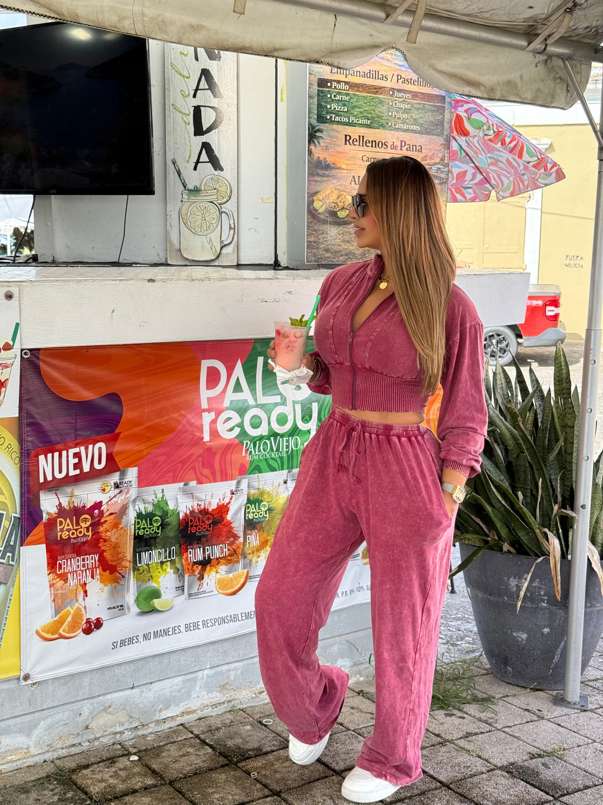 Mineral Wash Burgundy Set (spandex)