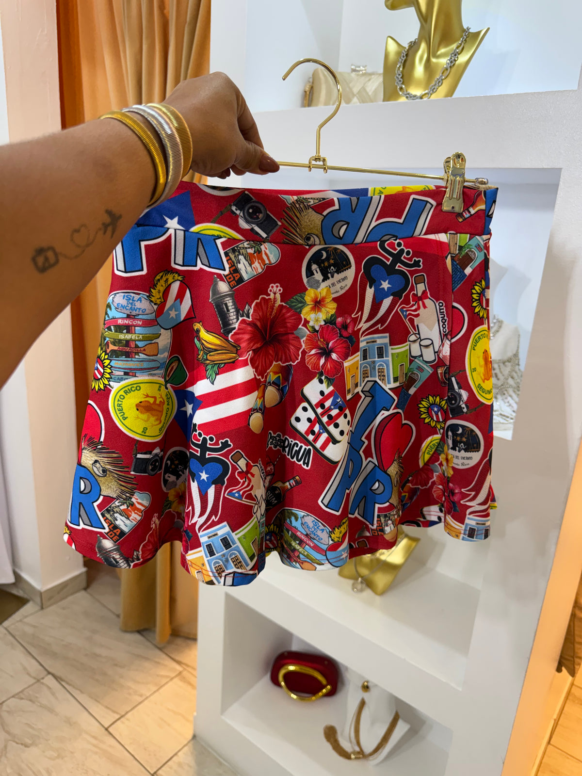 Boricua Red Skort (spandex)