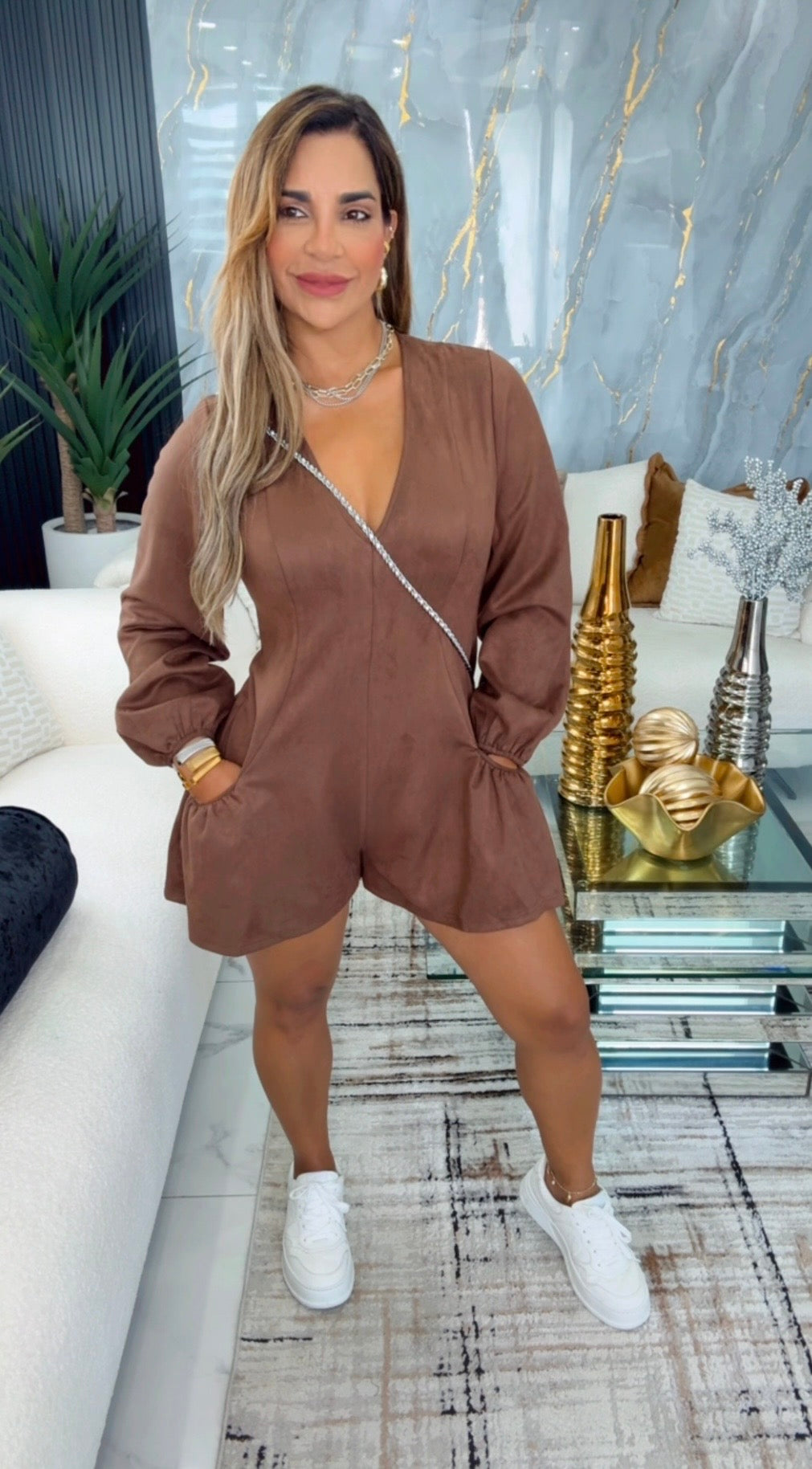 Helsinki Brown Romper (spandex)