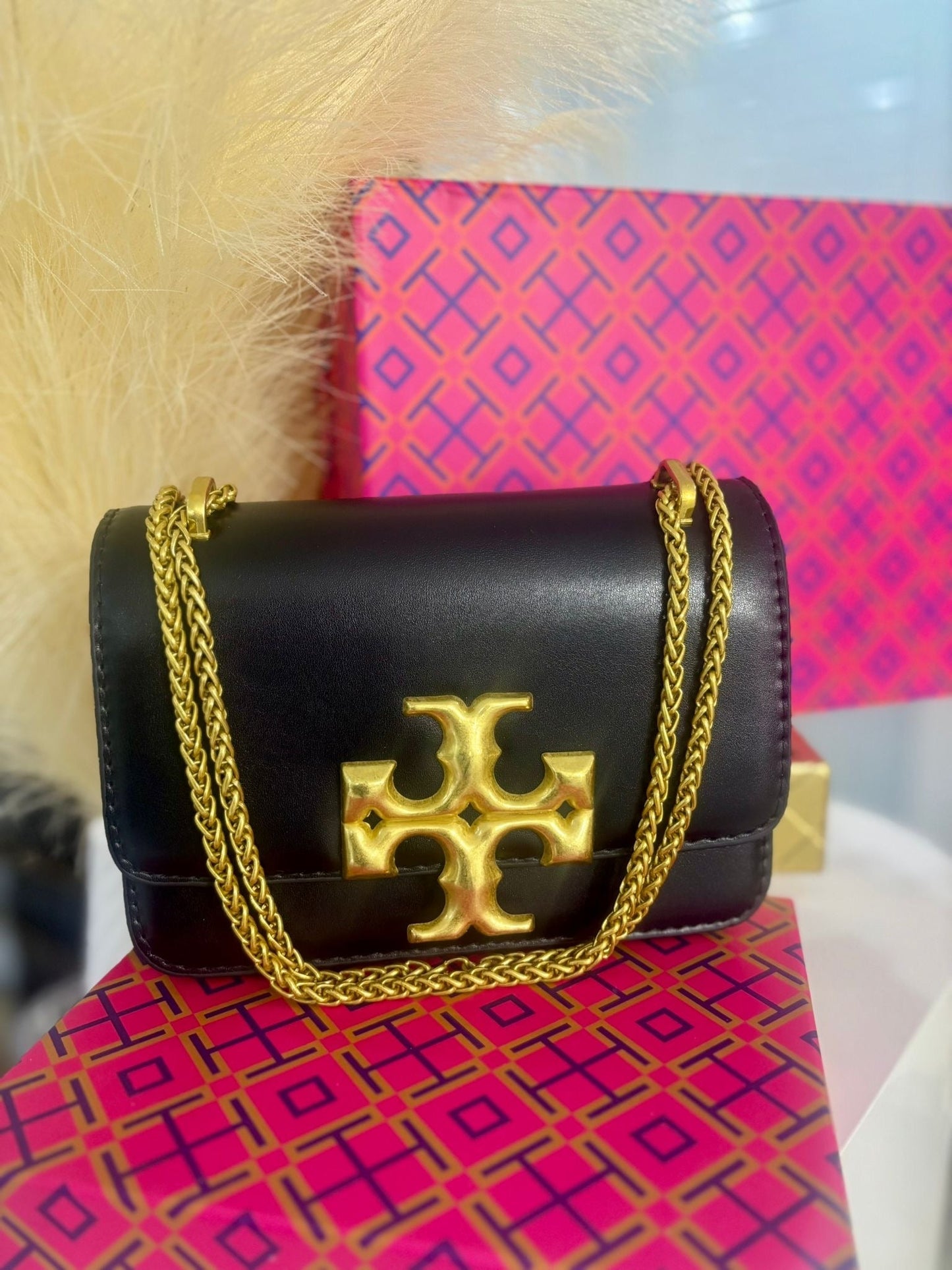 Black Tory Crossbody Bag (incluye caja) tamaño pequeño