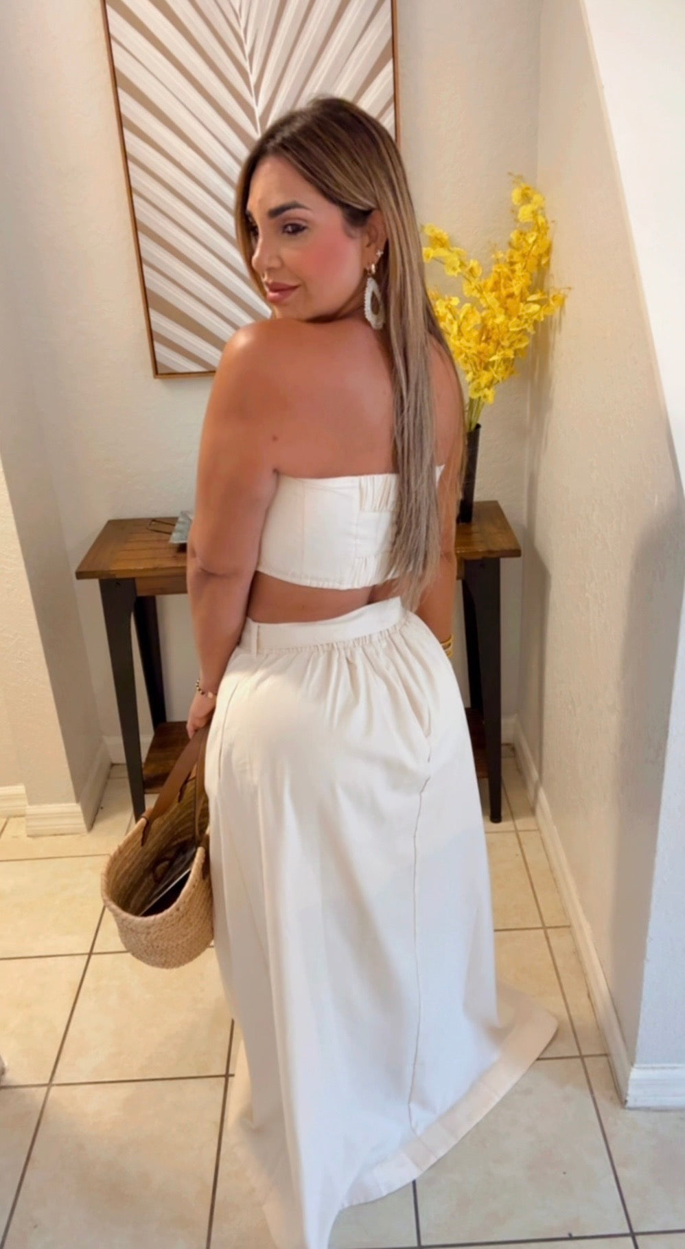 La Toscana Beige Skirt Set (spandex)