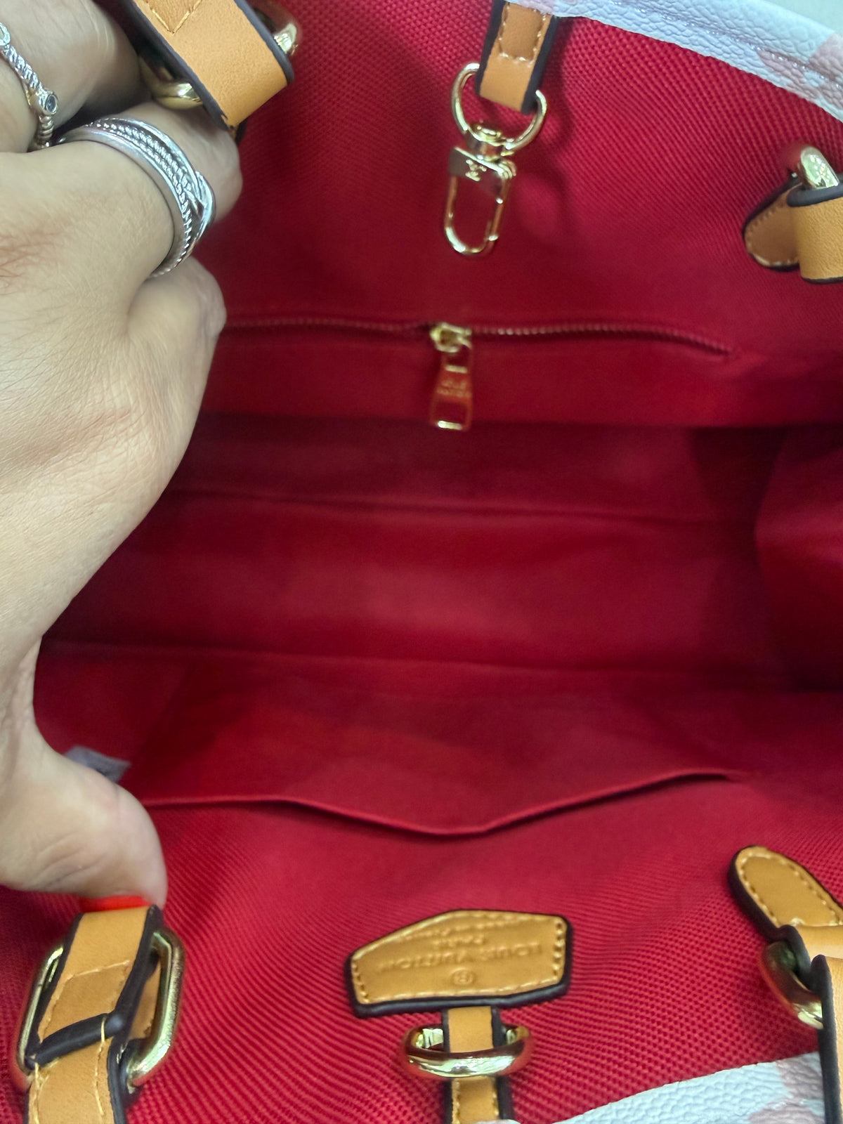LV White New Edition Bag (tamaño grande) doble mango