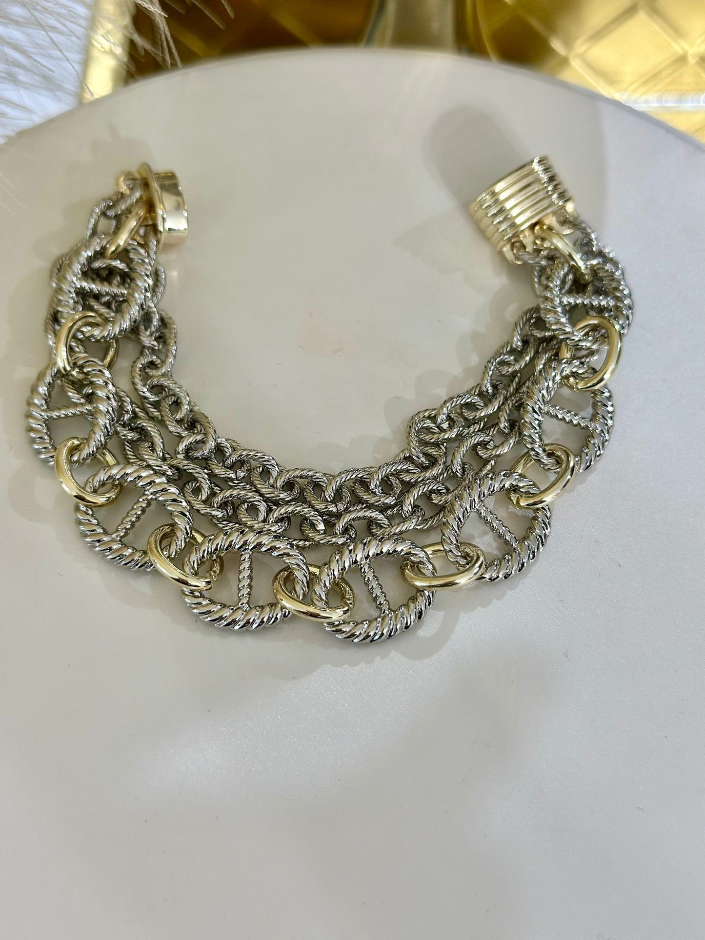 Multi chain bracelet (Gold Plated) (Two Tones)