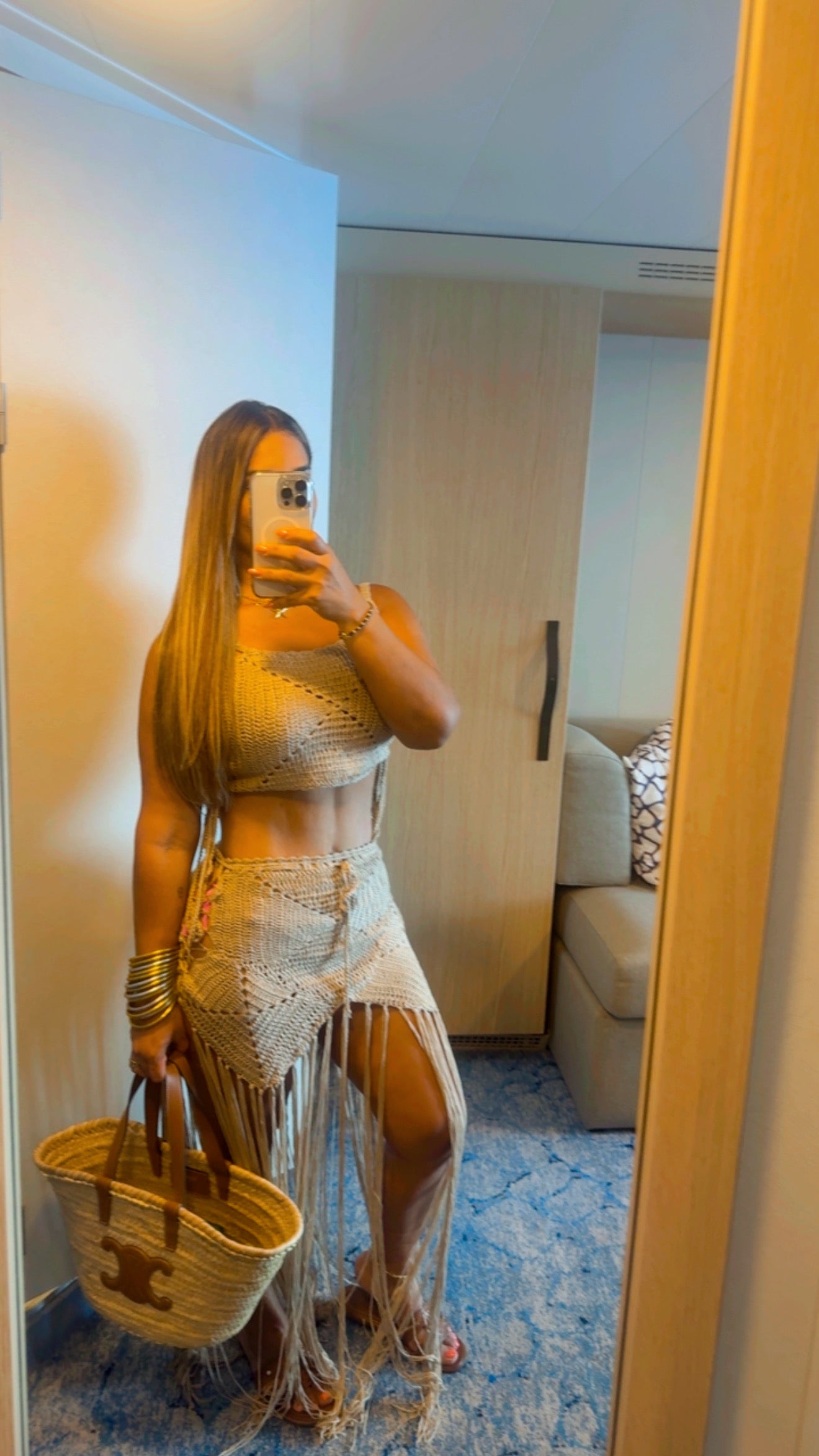 Boho Crochet Beige Set (spandex)
