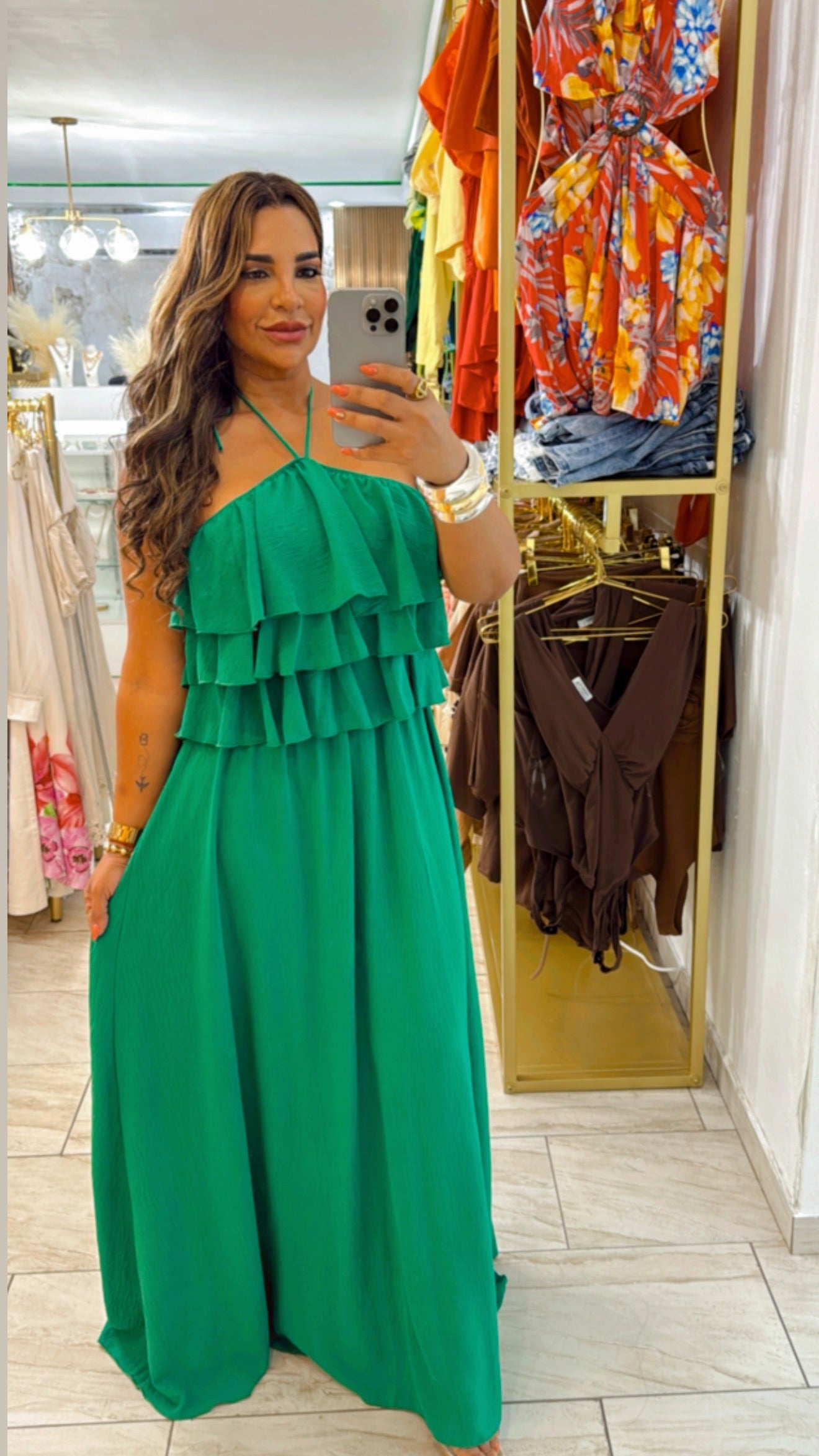 Madagascar Green Dress (stretch) utilicé talla M