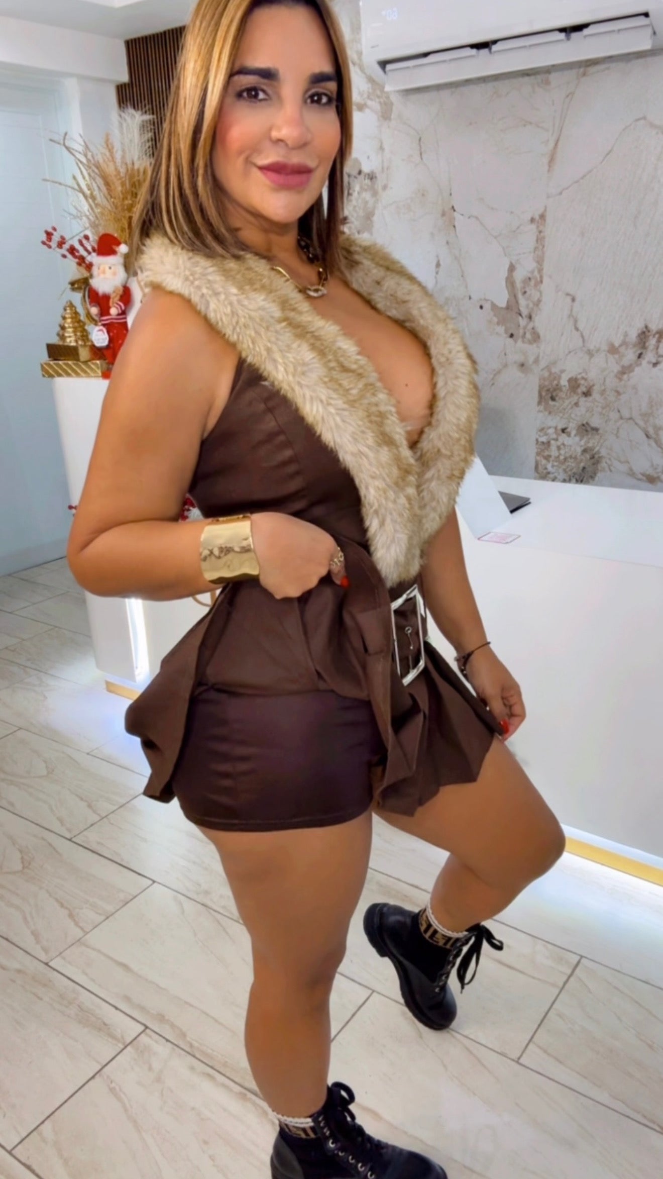 Oporto Brown Dress (trae short integrado) spandex (utilicé talla M)