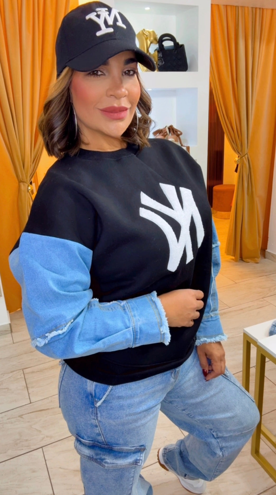 NY Black & Denim Sweater (spandex) utilicé talla M