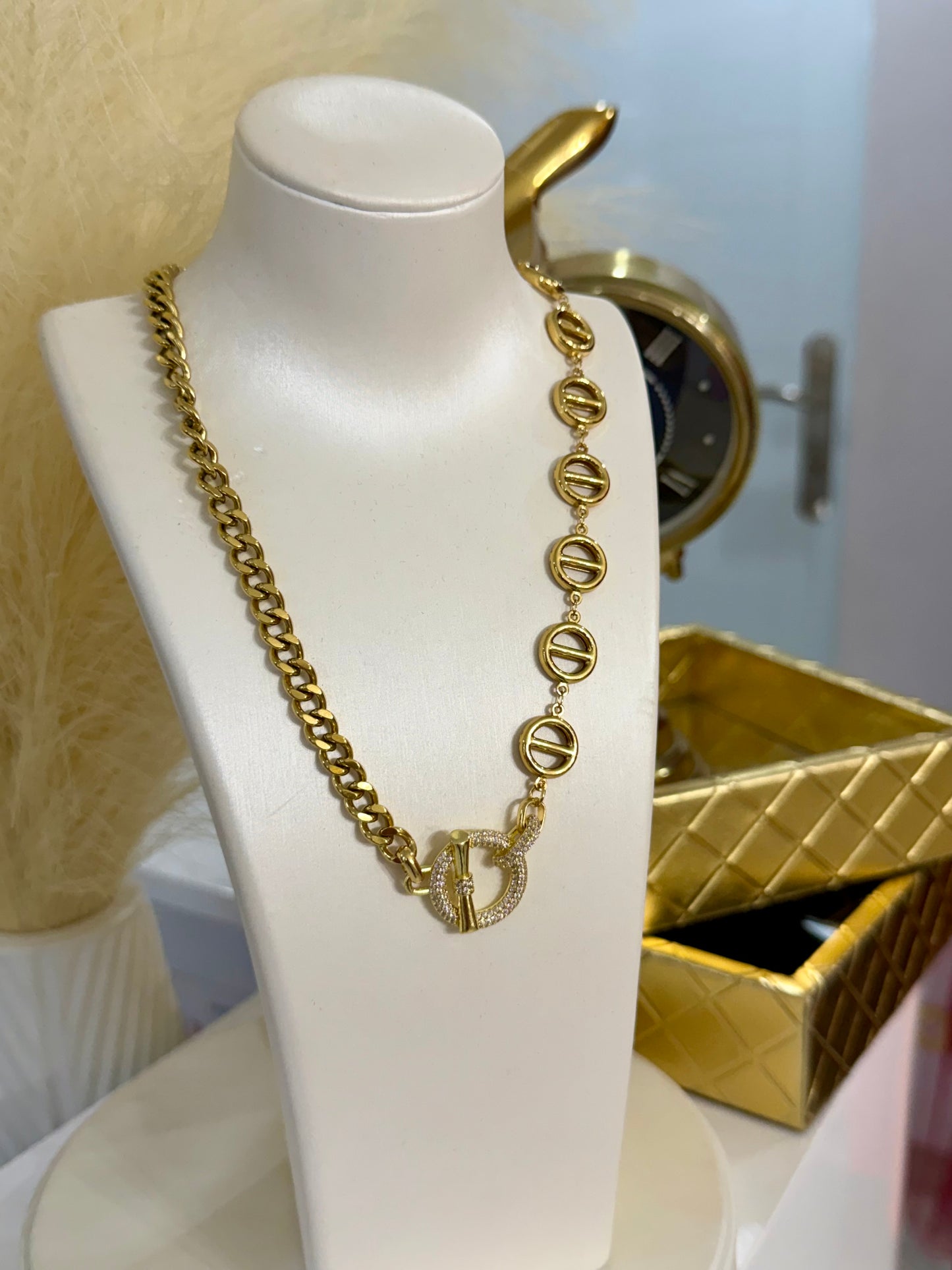 Sparkling Gold Necklace Stainless Steel