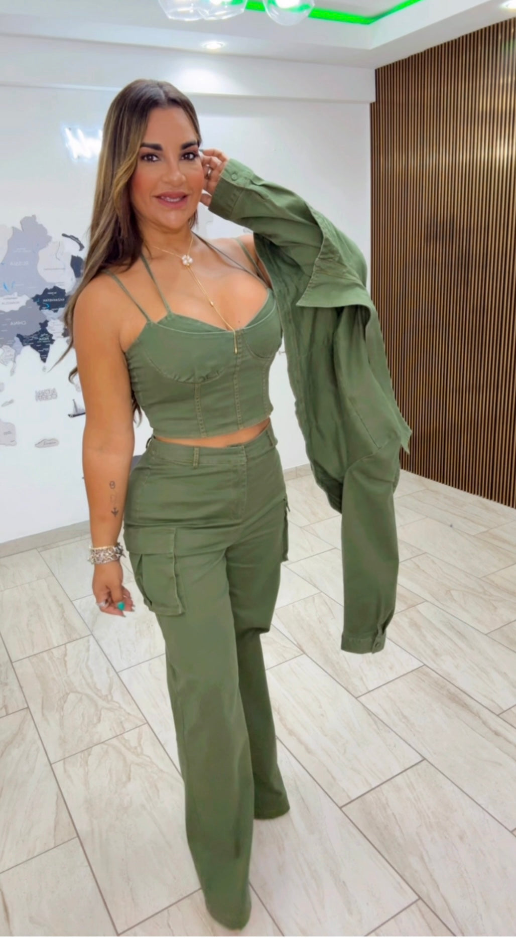 Cantón Olive 3 pieces Set!! stretch) utilicé talla médium