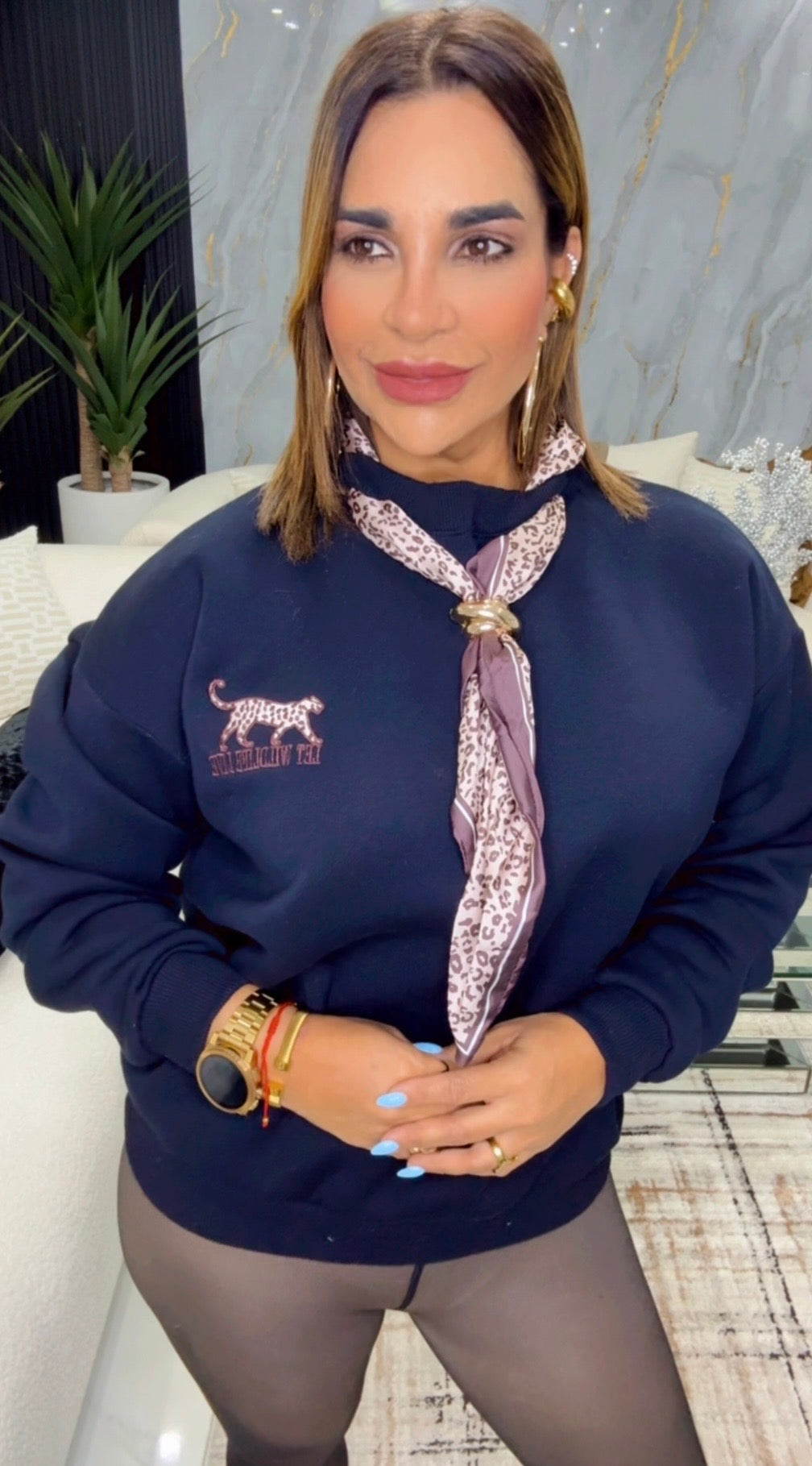 France Navy Sweater (incluye pañoleta) spandex