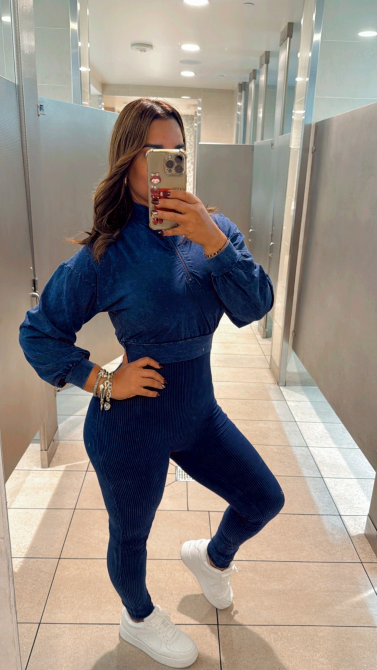 LAX Airport Blue Jumpsuit Set (incluye Jacket)