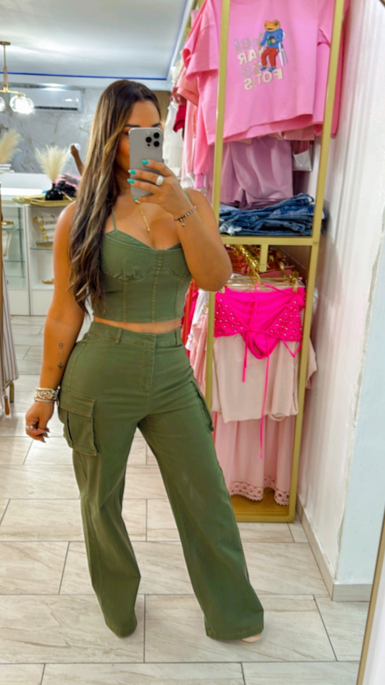 Cantón Olive 3 pieces Set!! stretch) utilicé talla médium