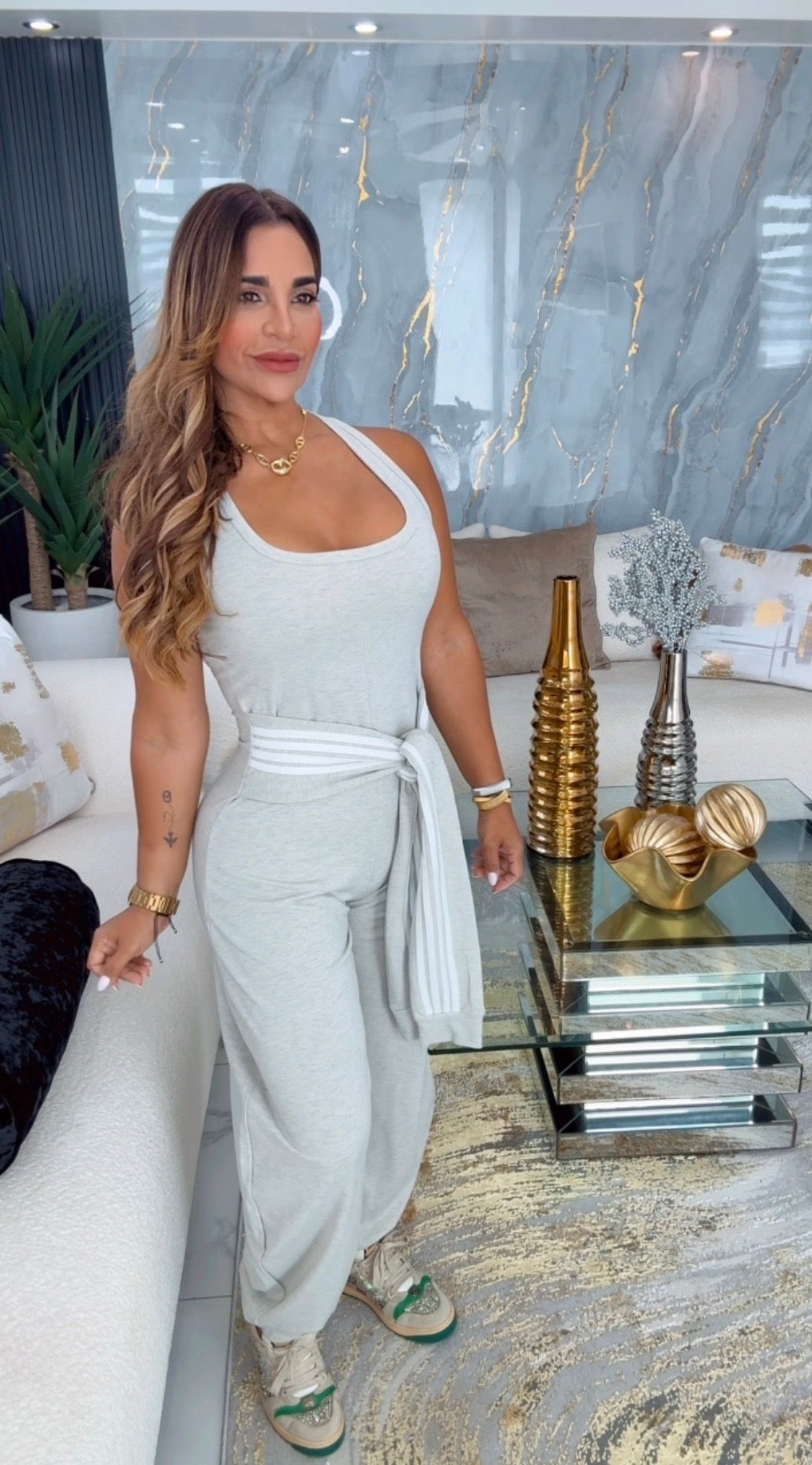 Lincoln Gray Barrel Jumpsuit (spandex)