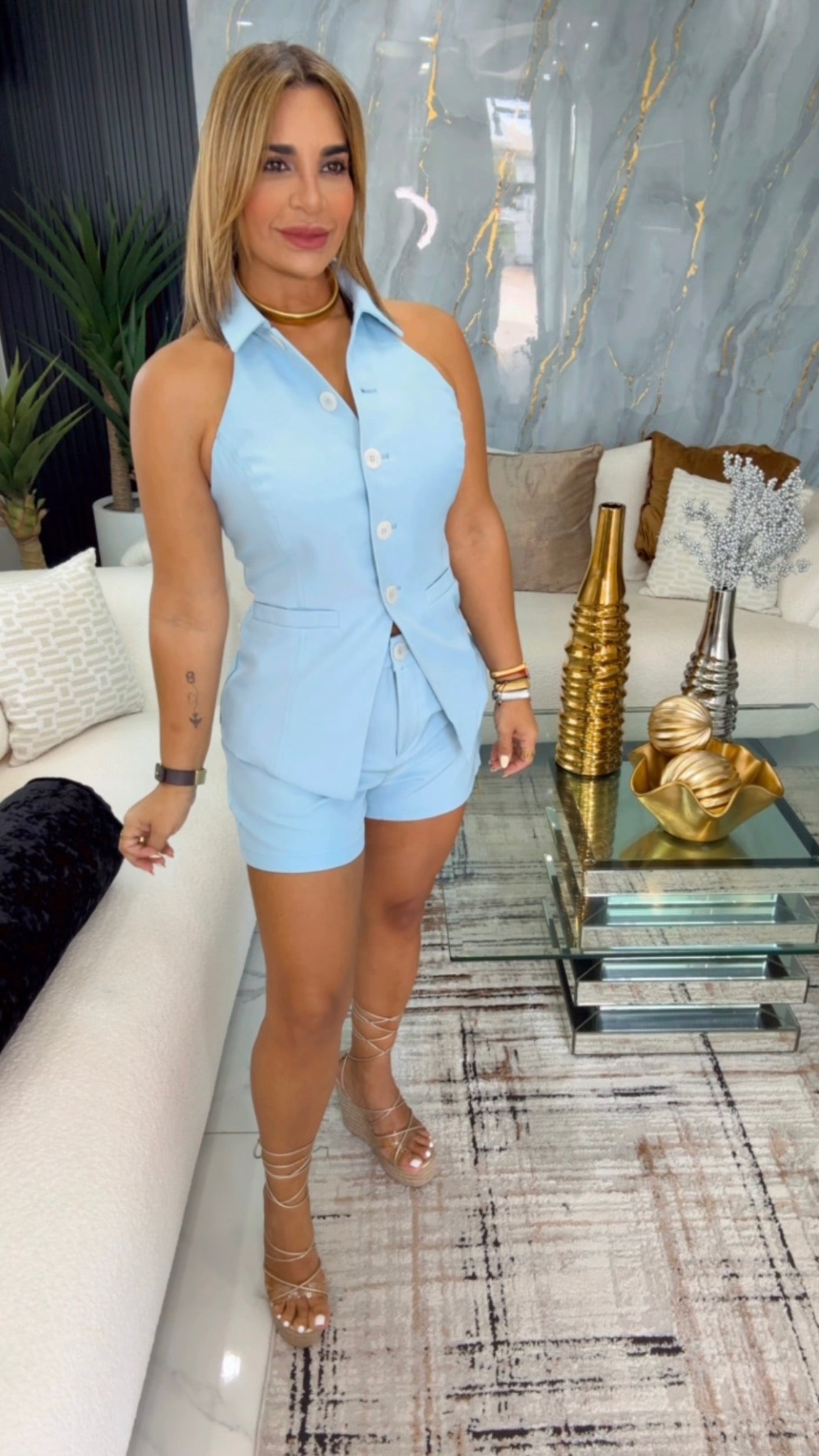Sky Blue Vest Set (utilicé M)