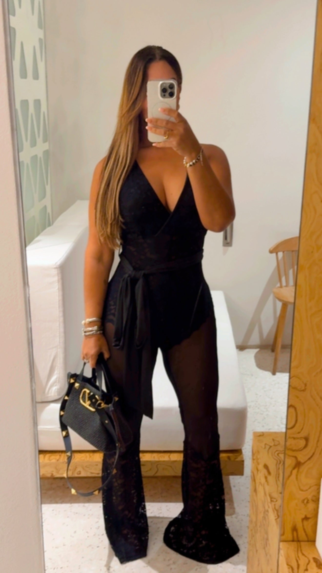 Gialos Lace Black Jumpsuit (incluye panty) Spandex