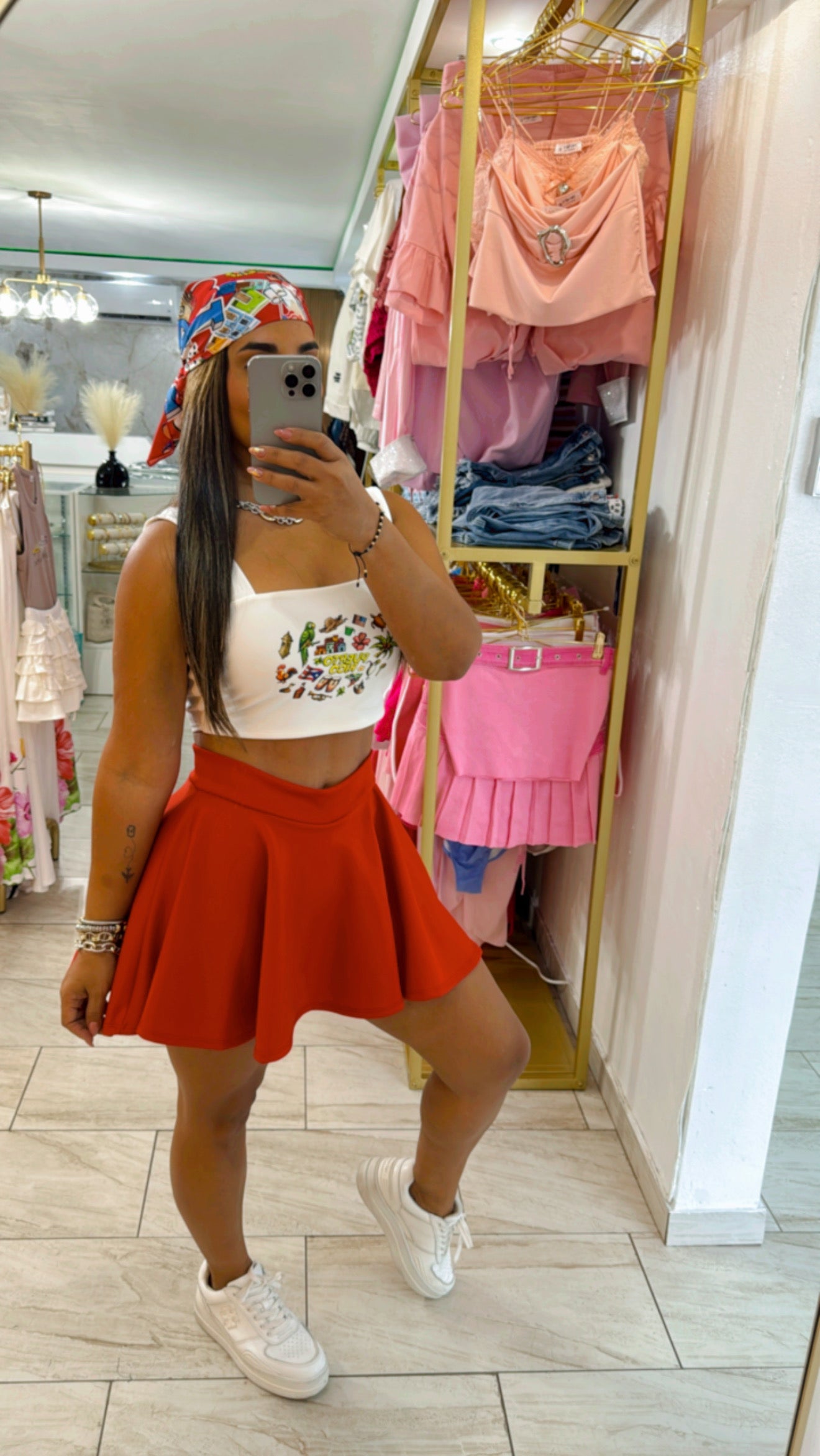 Basic Red Skort (Trae short integrado) stretch