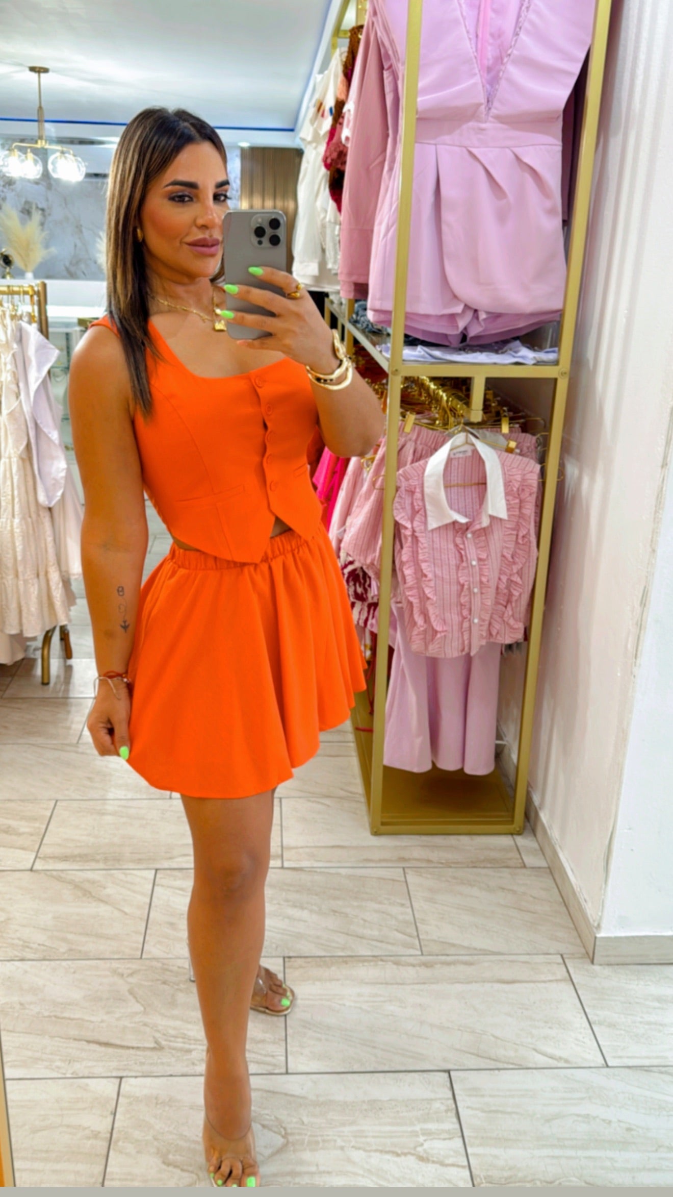 Sintra Orange Skirt Set (stretch)