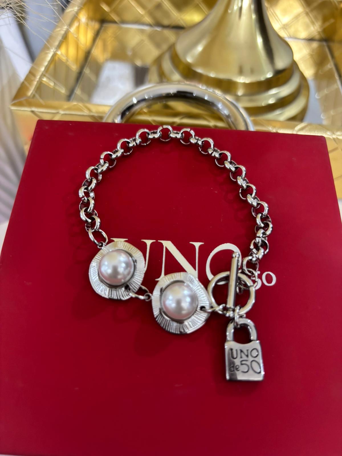 Uno Silver Pearl Bracelet (material acero inoxidable)