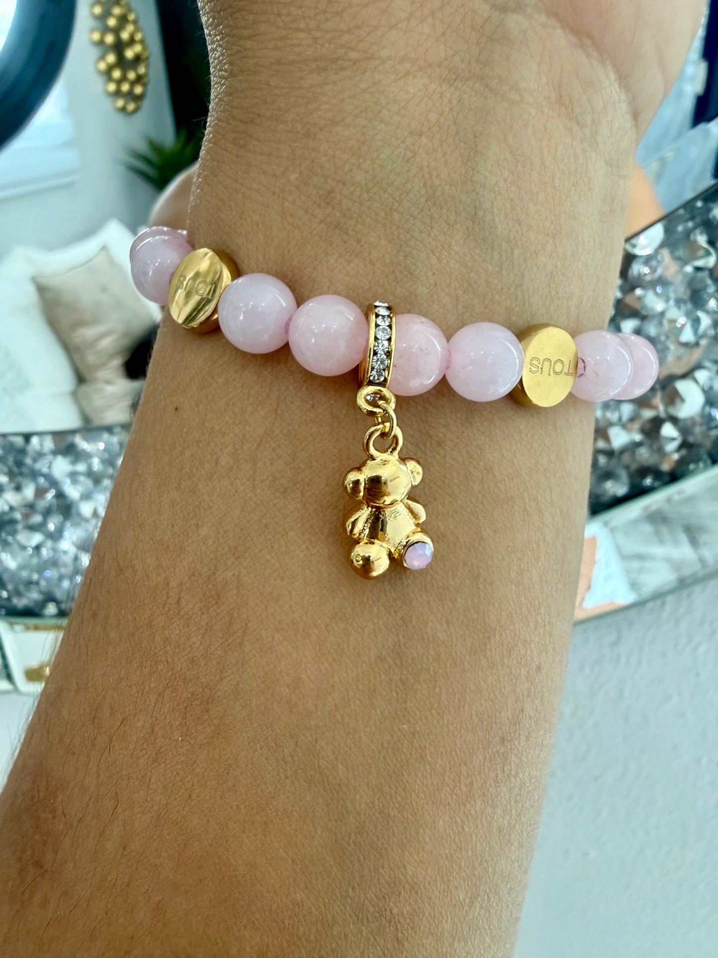 Bear Pink Cristal Bracelet (acero inoxidable)