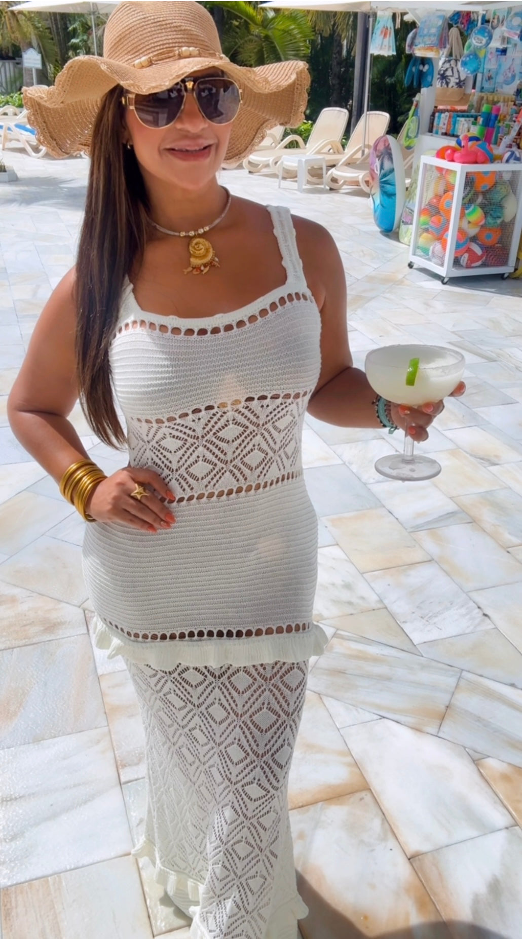 Punta Cana Beige Crochet Dress (utilicé talla M) stretch