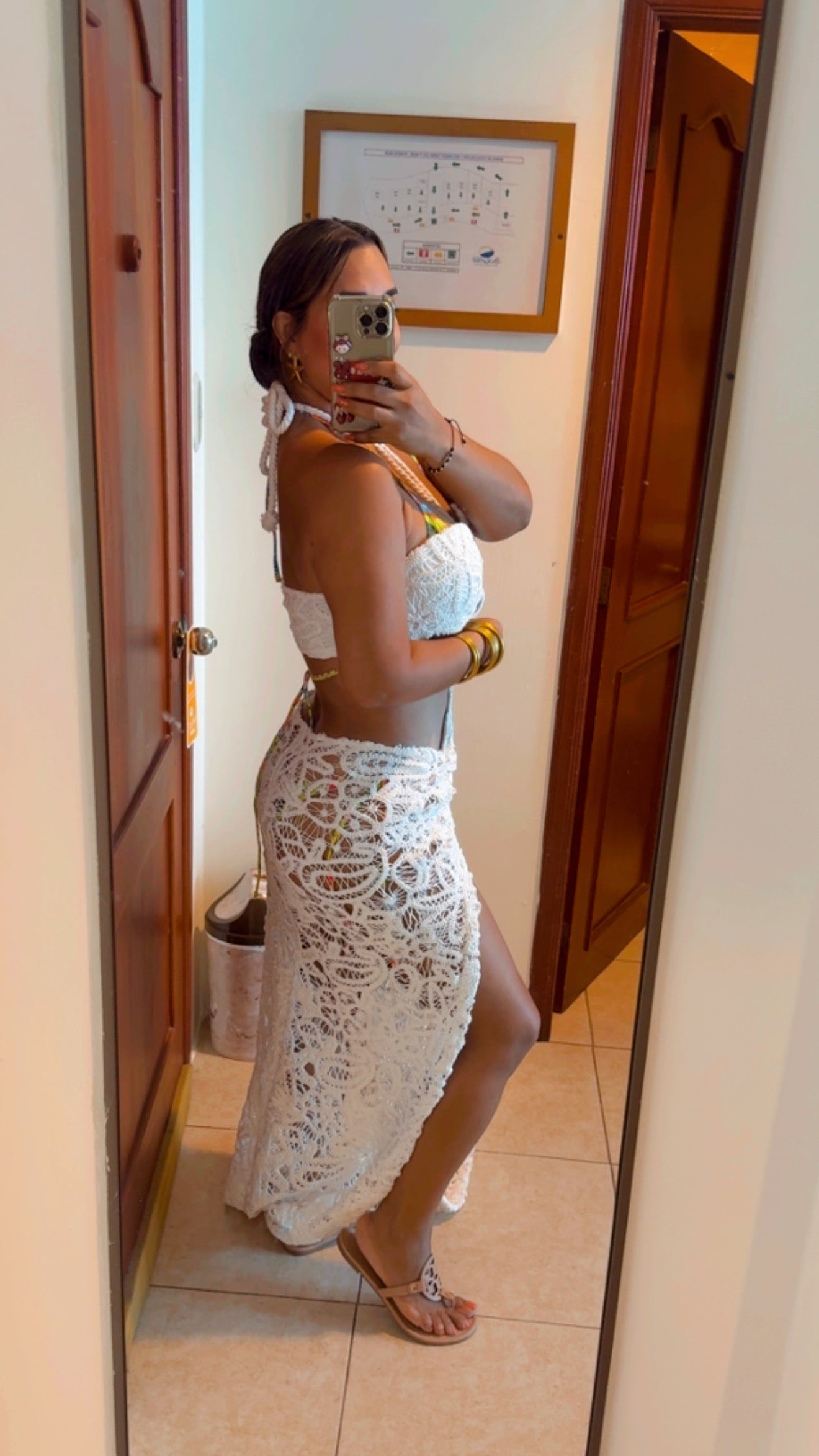 Galápagos Soft White Crochet Dress (Trae el pantie) utilicé talla M