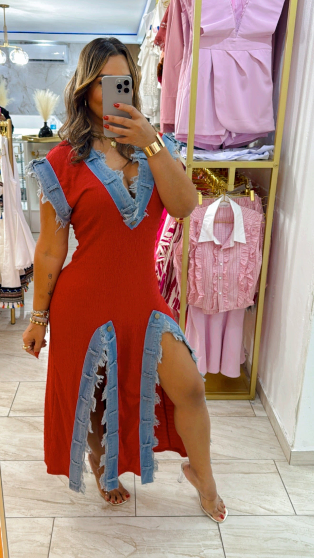 Argentina Red Dress (stretch) bájale una talla