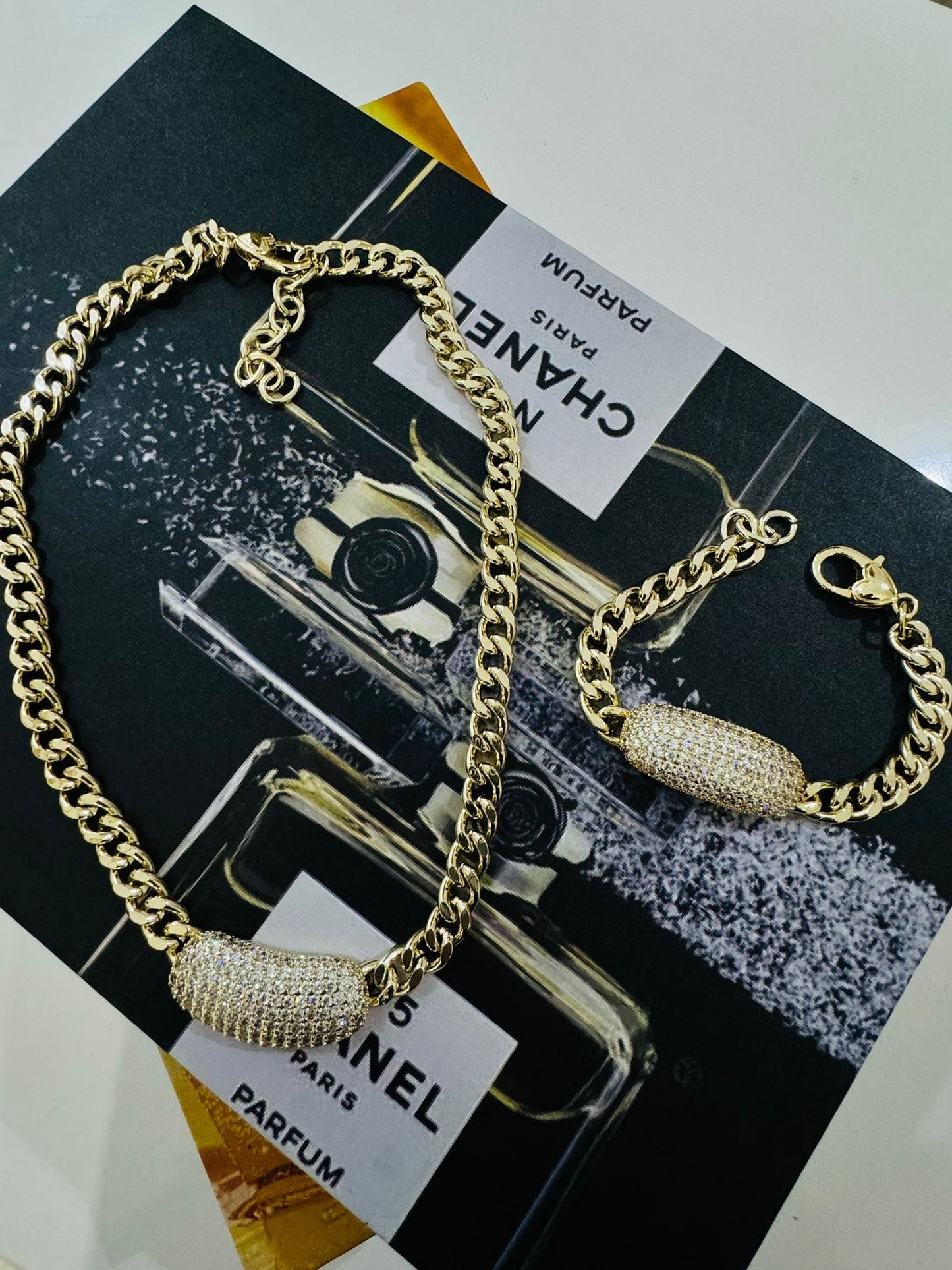 Cristal Gold Cuban Bracelet (gold plated material)