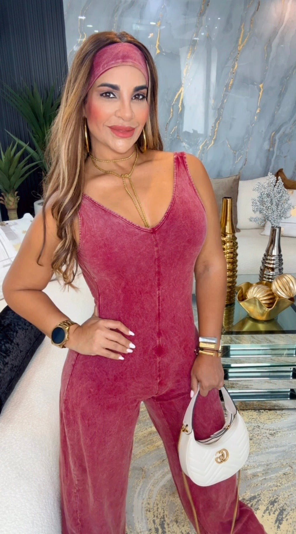 Mineral Wash Burgundy Jumpsuit (incluye bandana)