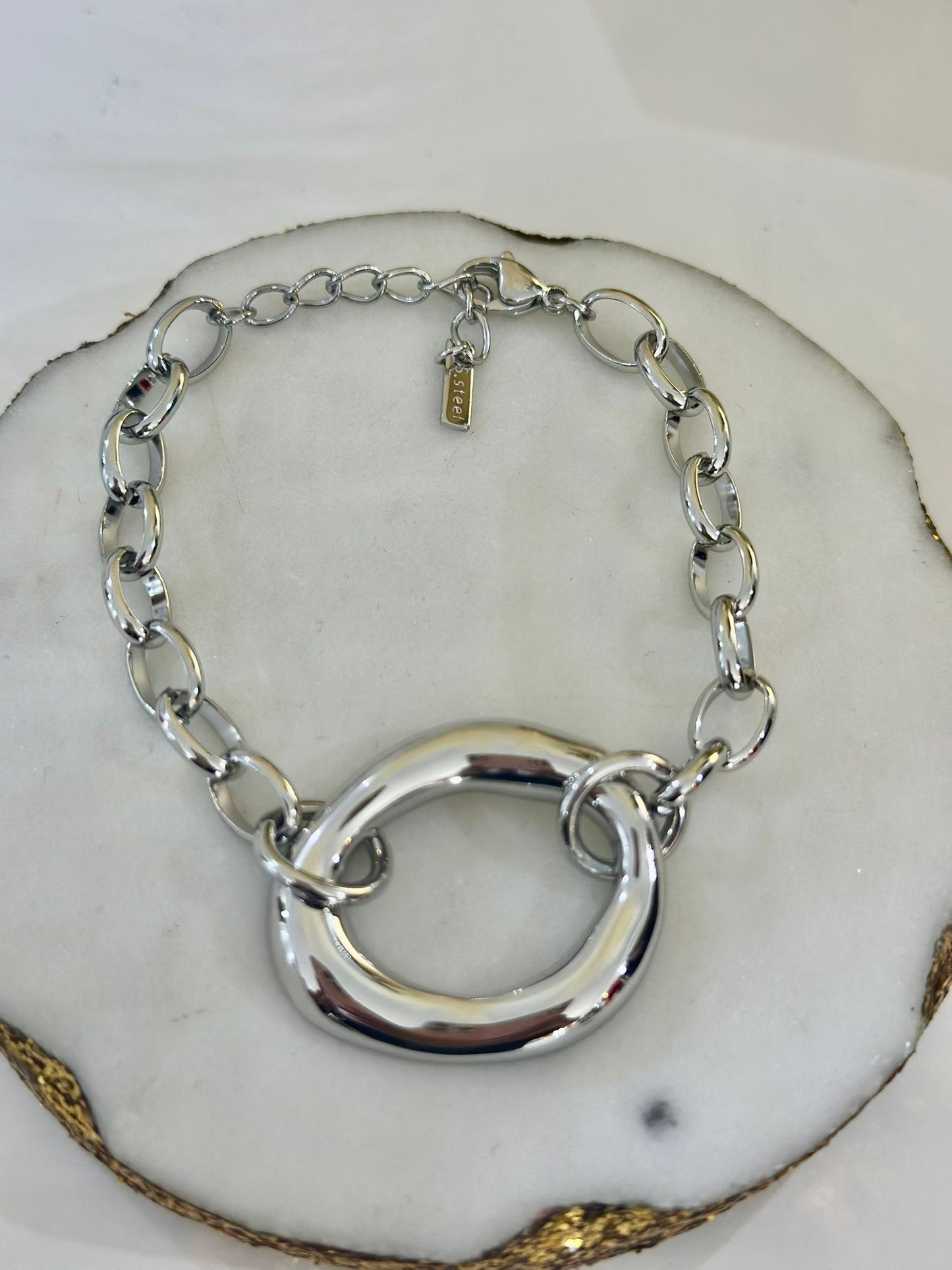 Round Silver Bracelet (material acero inoxidable)
