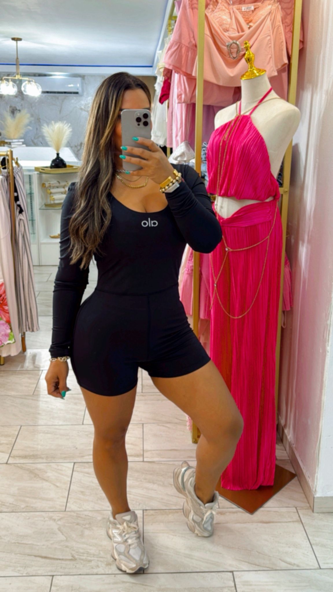 Alo Long Sleeve Black Romper (stretch)
