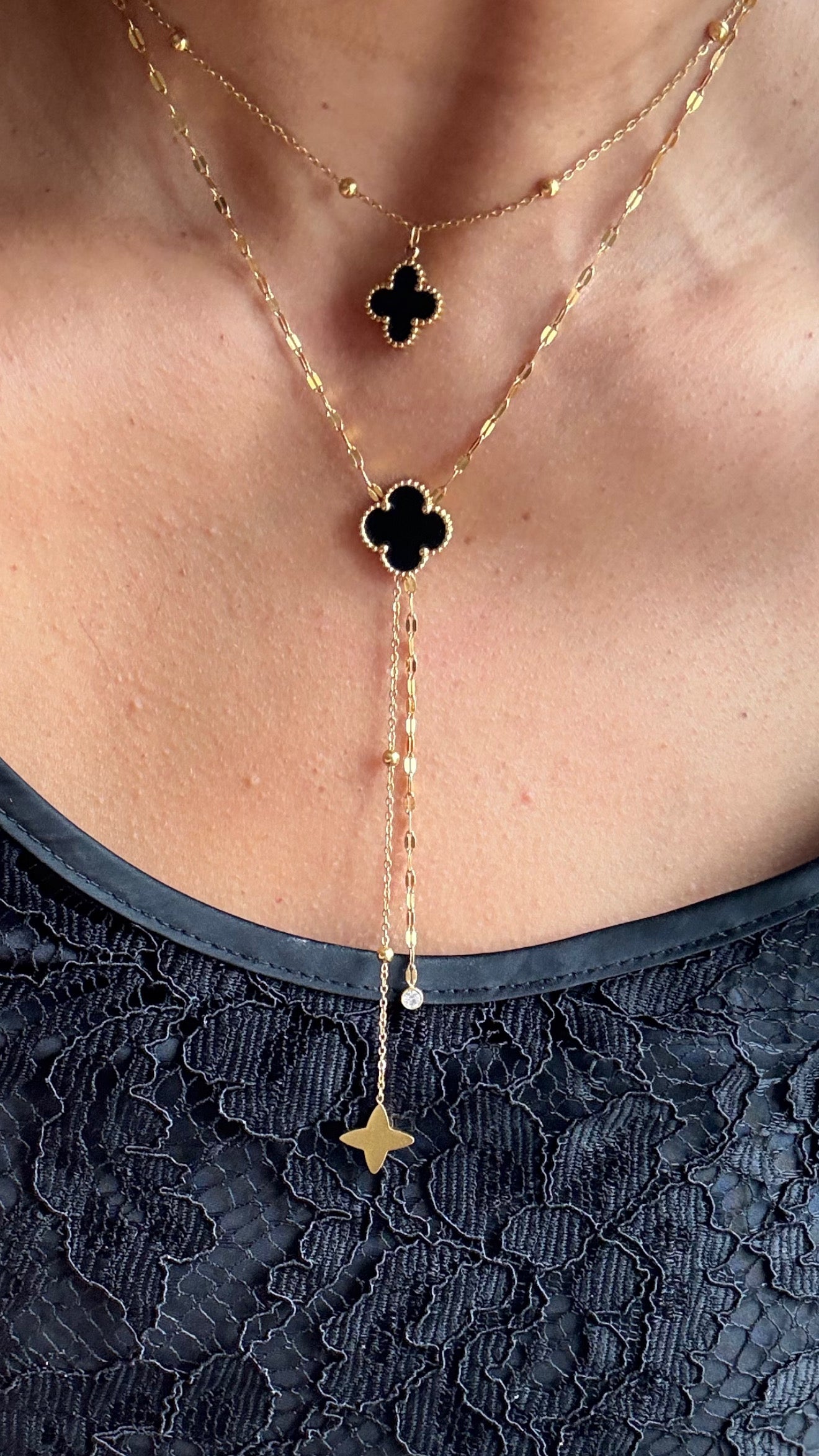 Black & White Doble Necklace (material oro acero inoxidable) (dos en uno )Llegan el 7 de Mayo