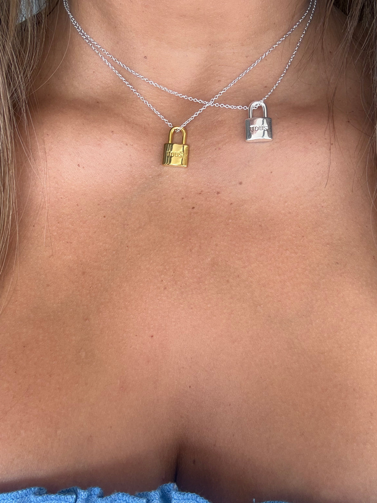 Padlock 2 Tones Doble Necklace (material plata 925)