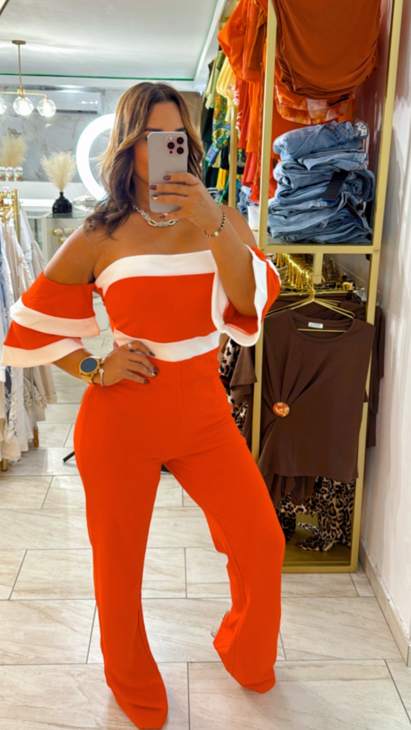 Cataleya Orange Jumpsuit (stretch) utilicé talla Médium