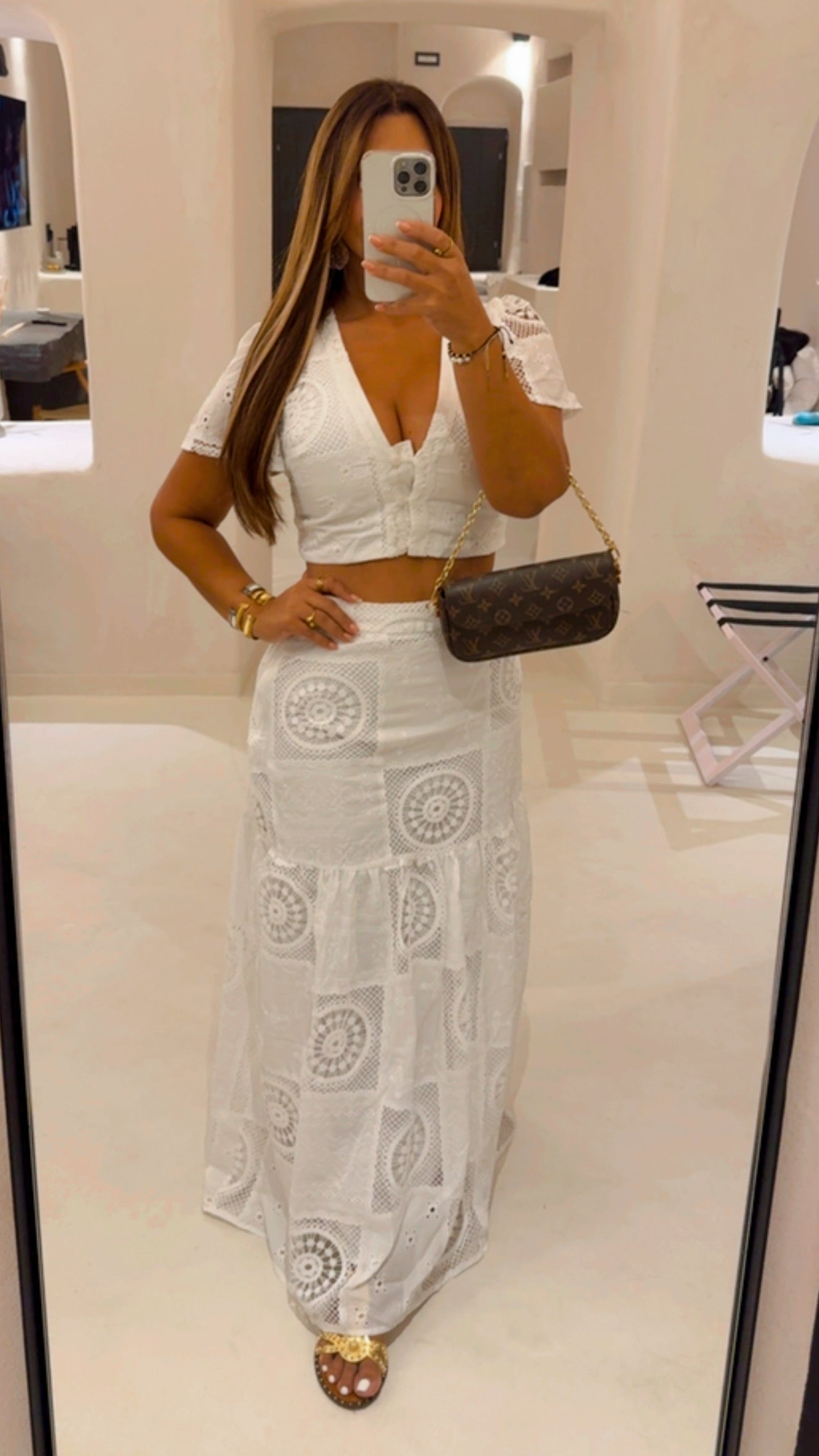 Restock Santorini Embroidery White Set (doble forro) utilicé Médium/ Llegan el próximo Lunes